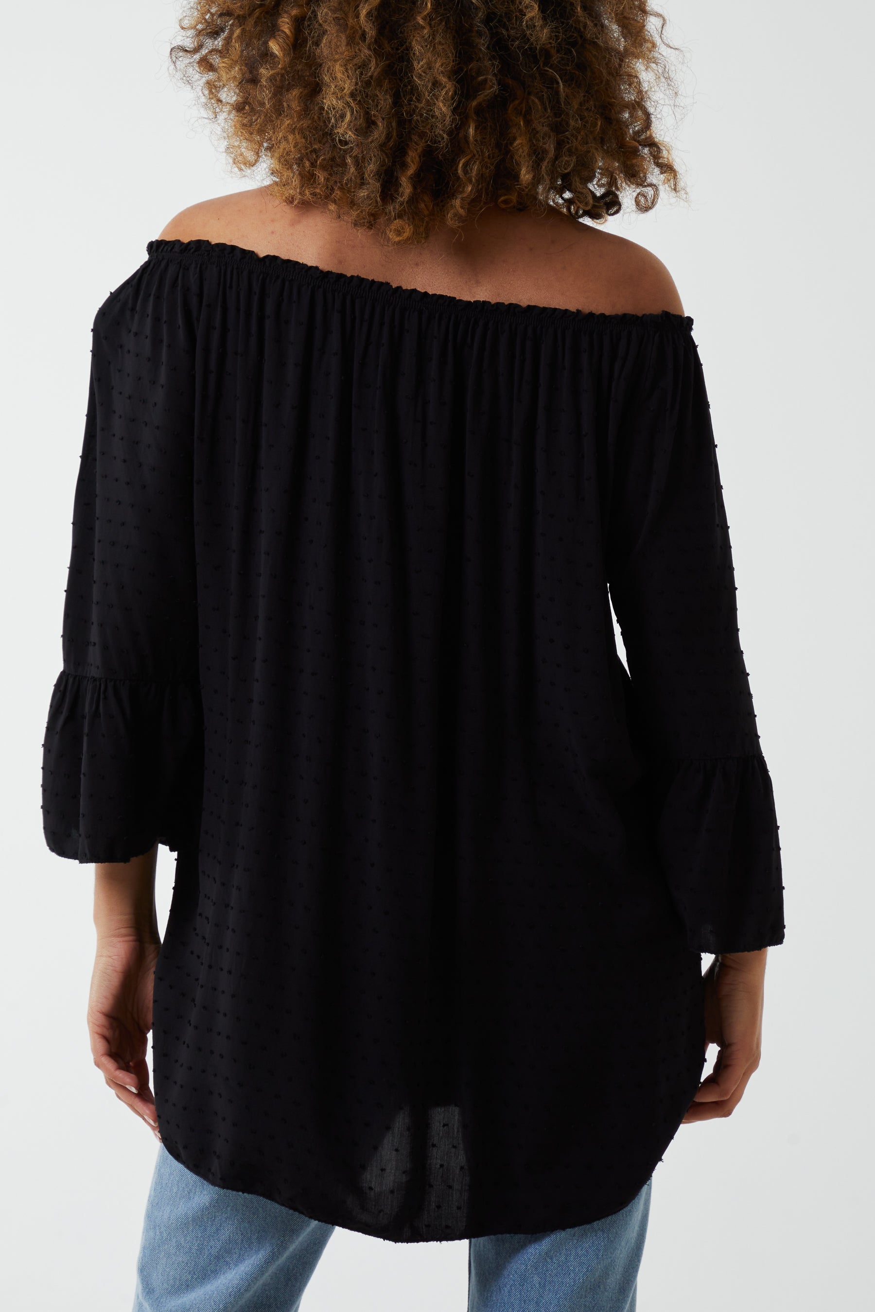 Dobby Fabric Bardot Blouse Blouses WearAll