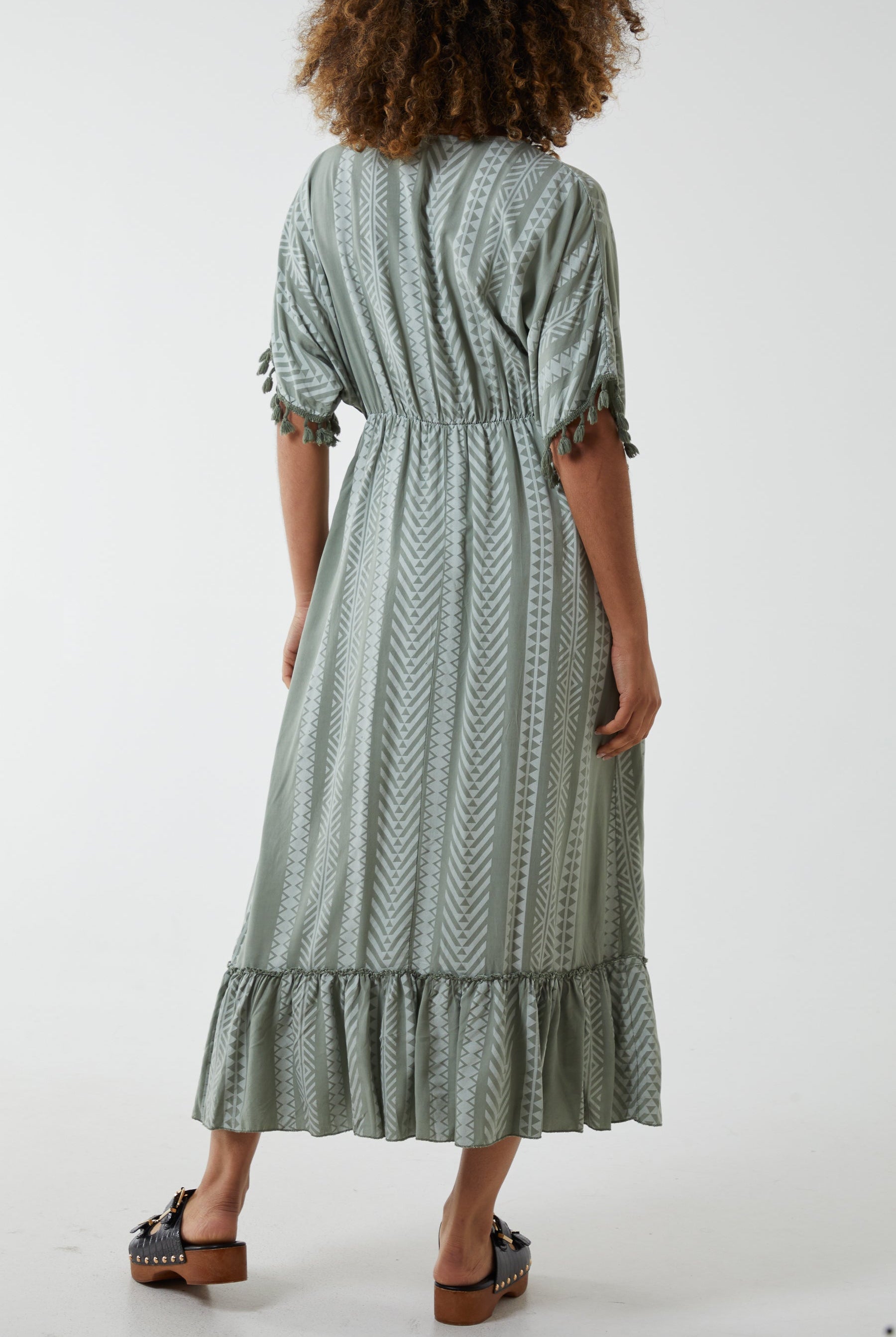 Aztec Print Tassel Midi Dress Dresses WearAll