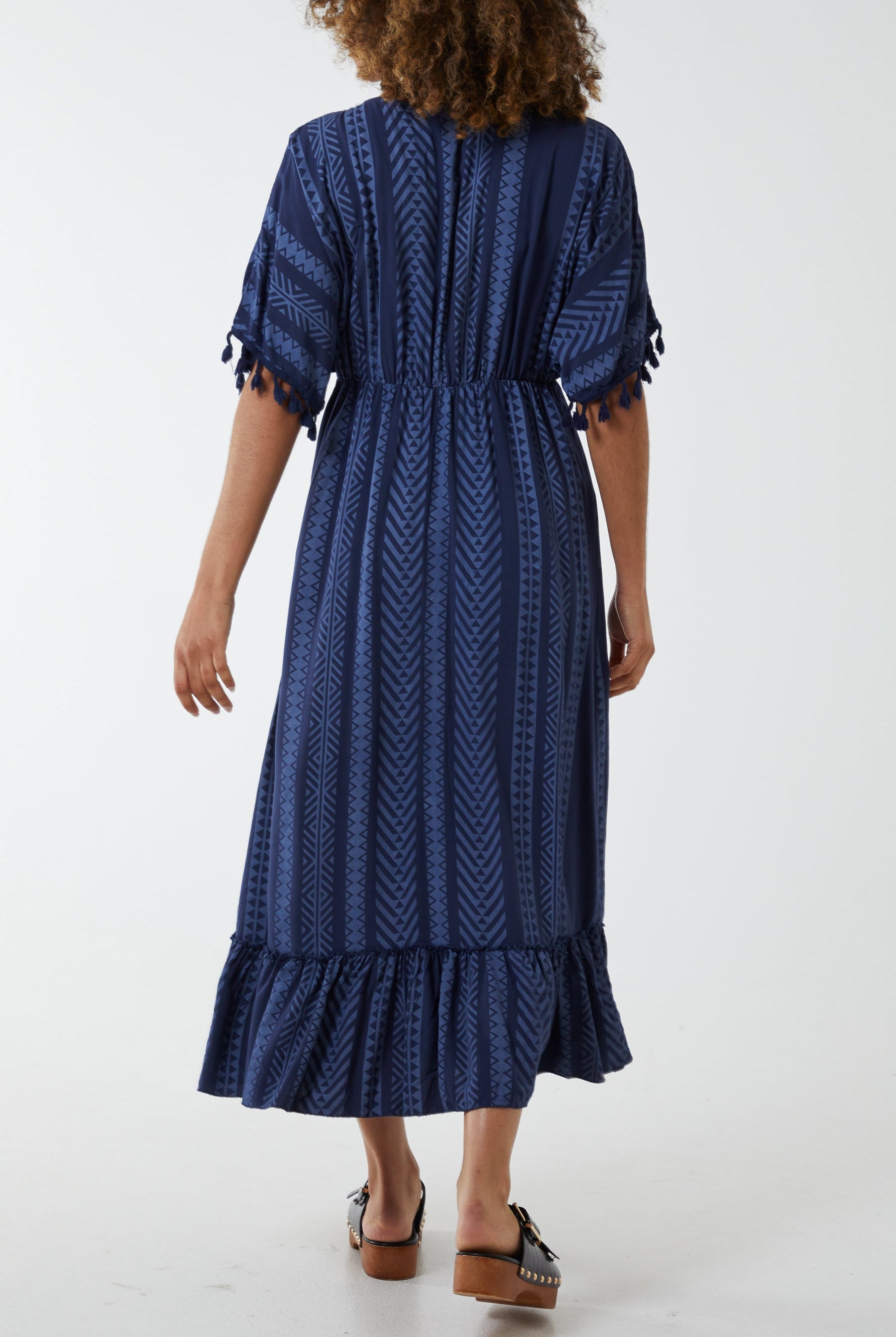 Aztec Print Tassel Midi Dress Dresses WearAll