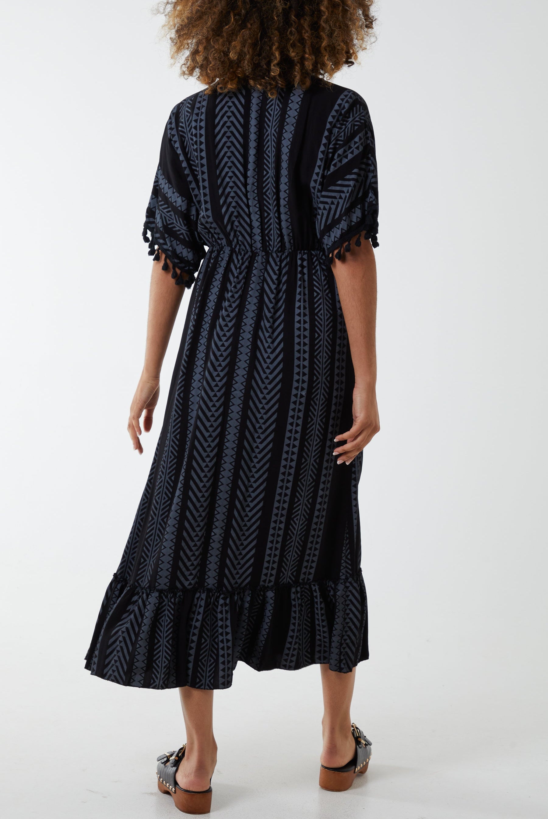 Aztec Print Tassel Midi Dress Dresses WearAll