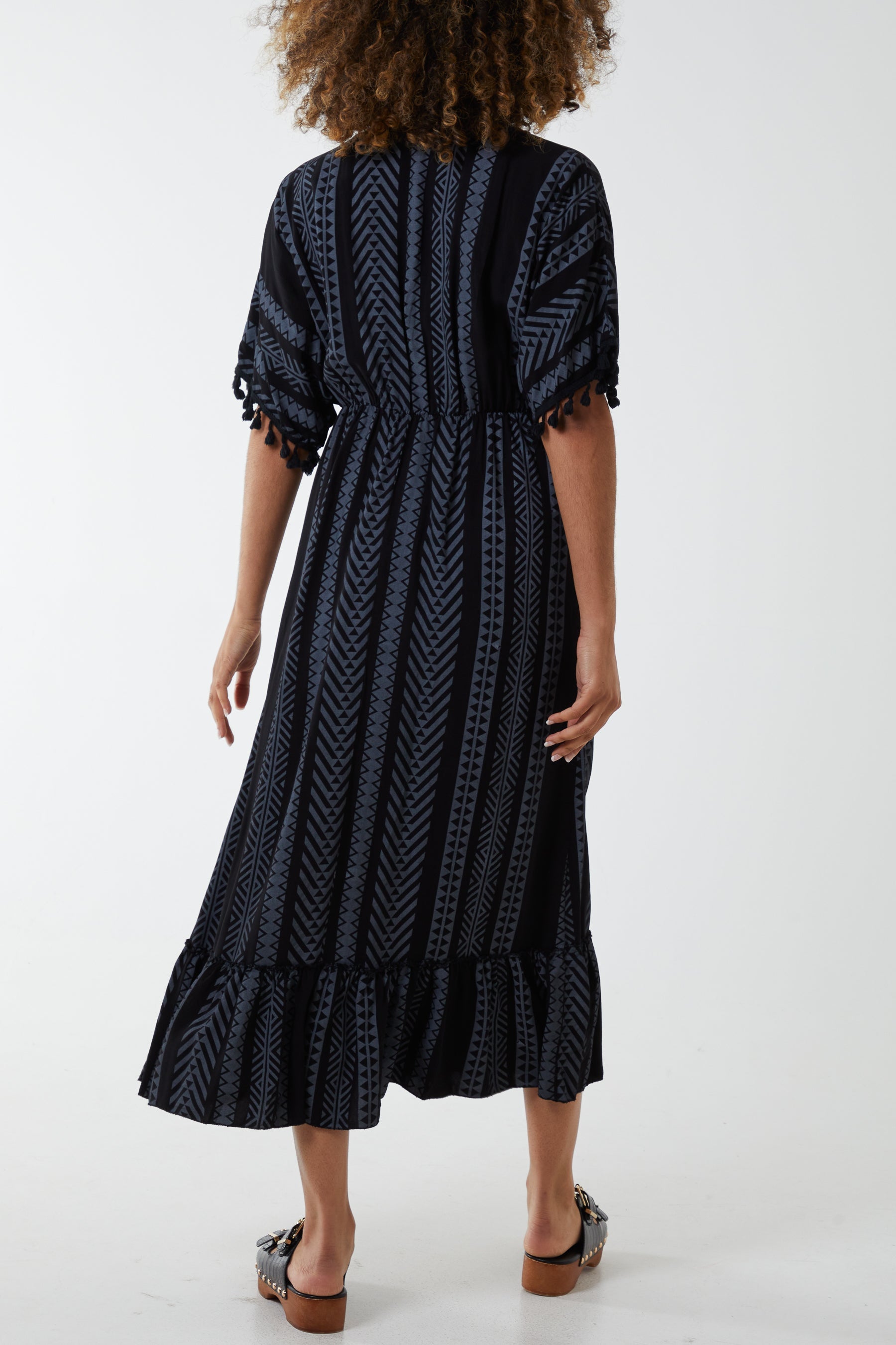 Aztec Print Tassel Midi Dress Dresses WearAll