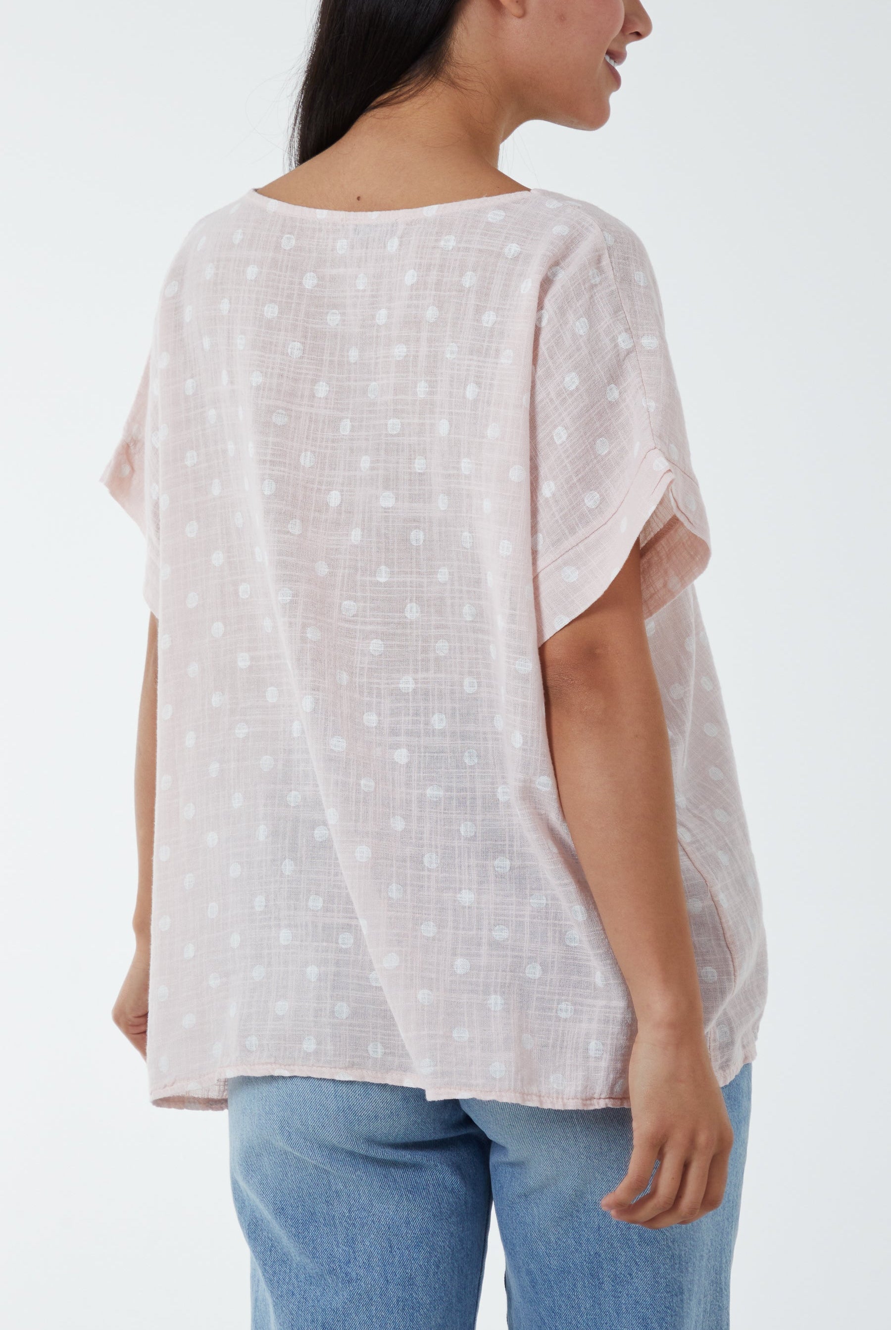 Polka Dot Short Sleeve Top Tops WearAll