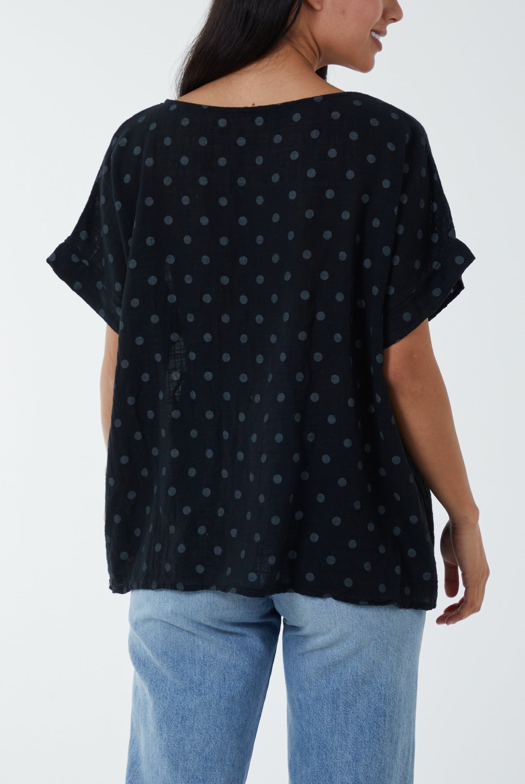 Polka Dot Short Sleeve Top Tops WearAll