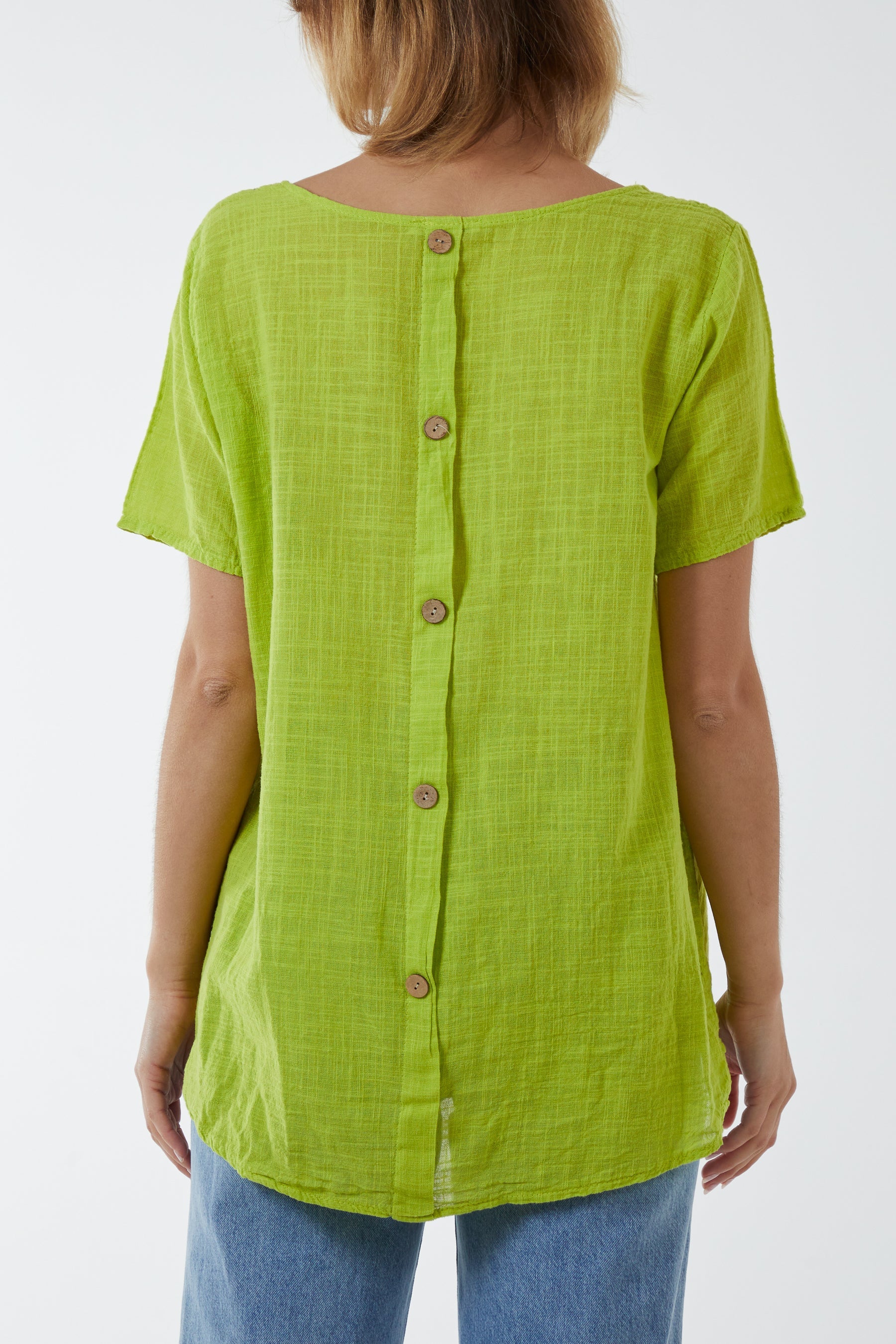 Round Neck Button Back Top Tops WearAll