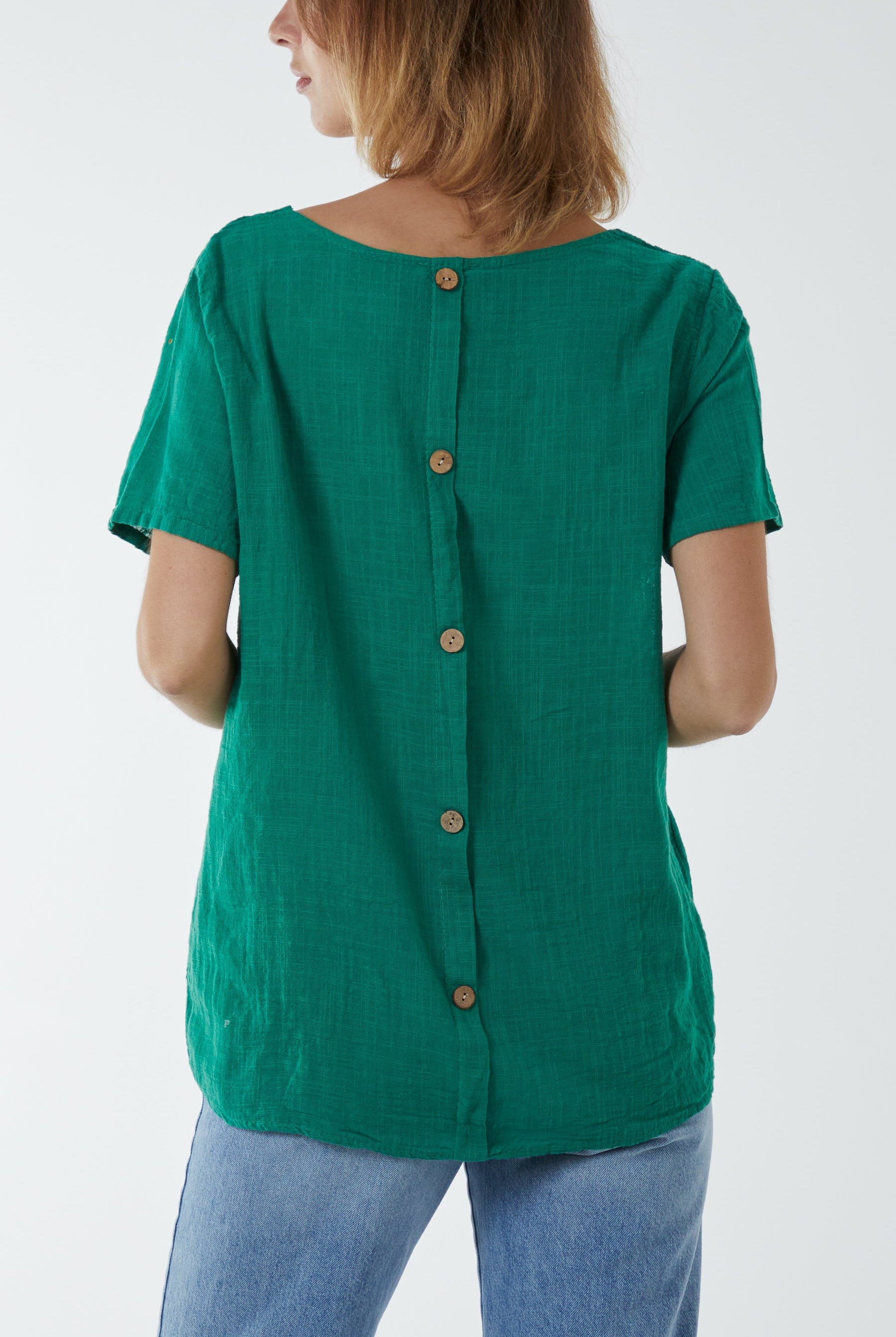 Round Neck Button Back Top Tops WearAll