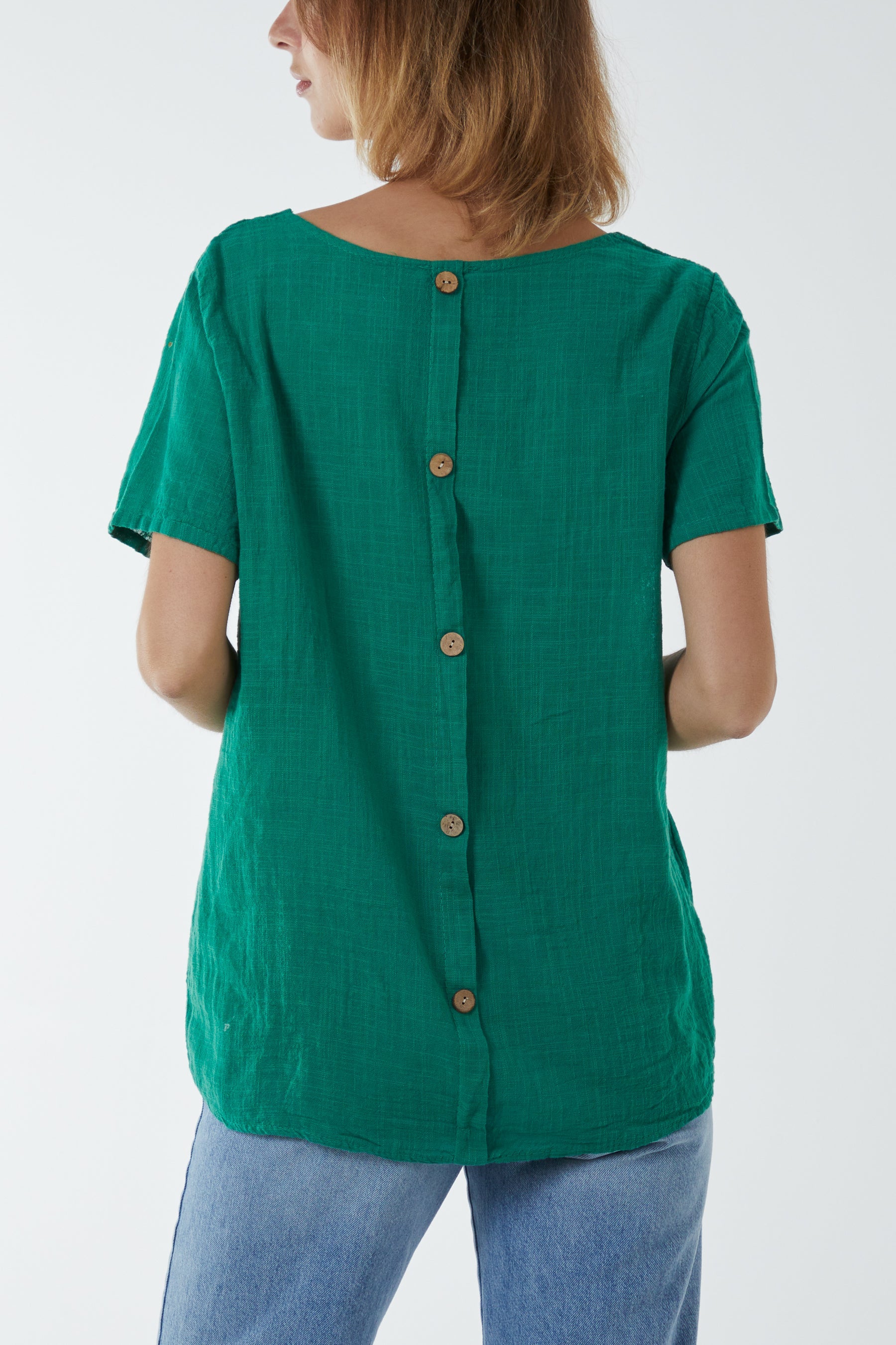 Round Neck Button Back Top Tops WearAll