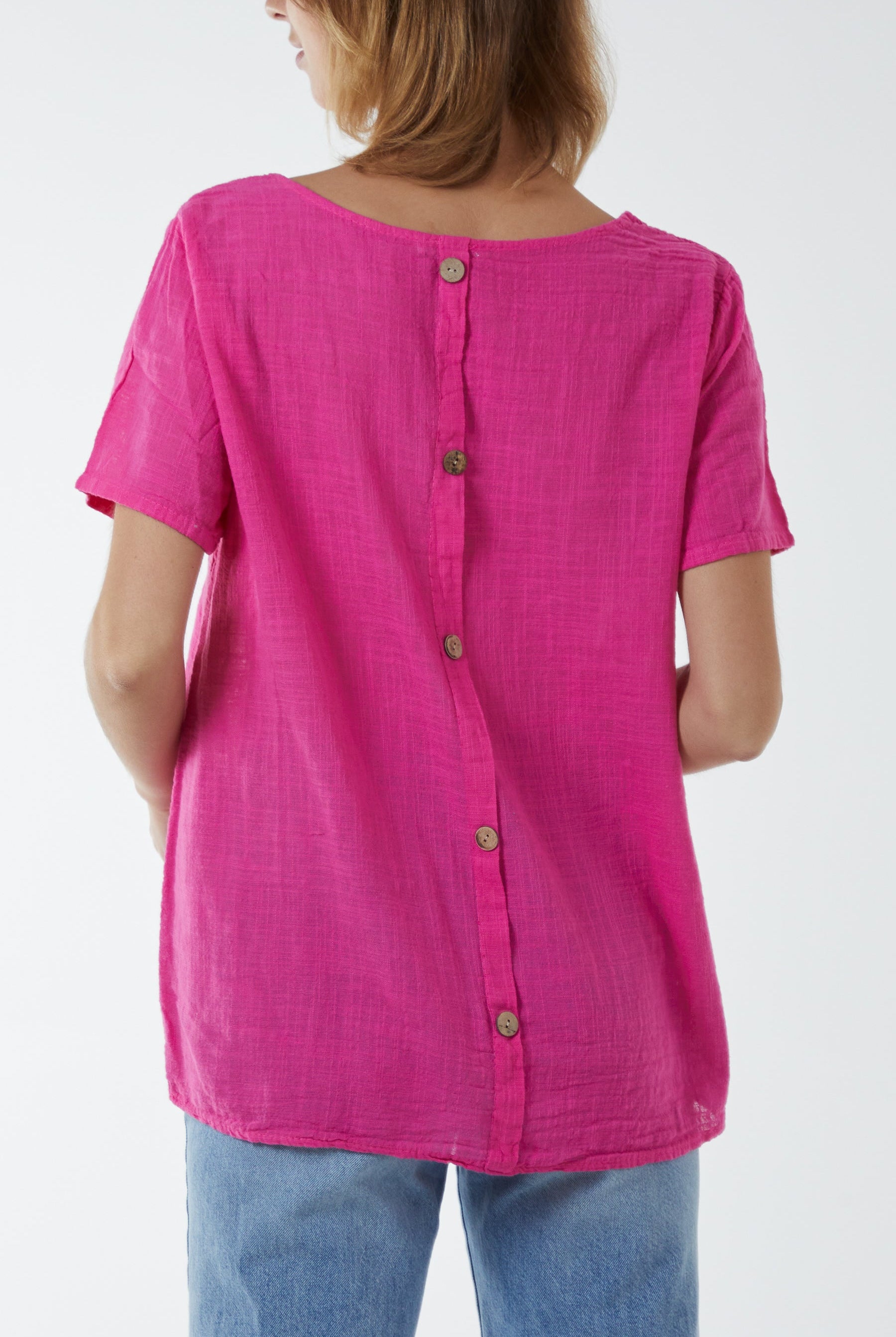 Round Neck Button Back Top Tops WearAll