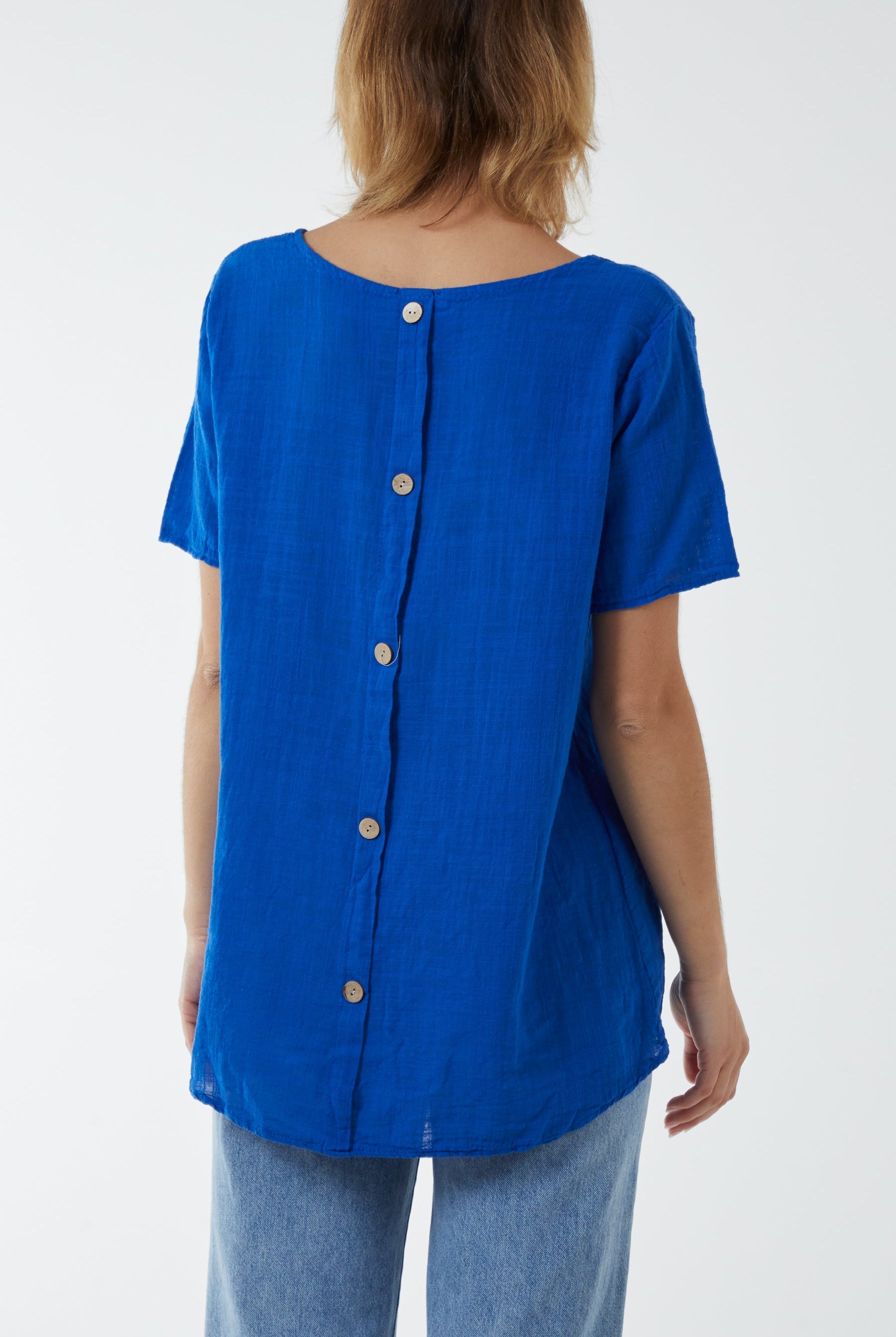 Round Neck Button Back Top Tops WearAll