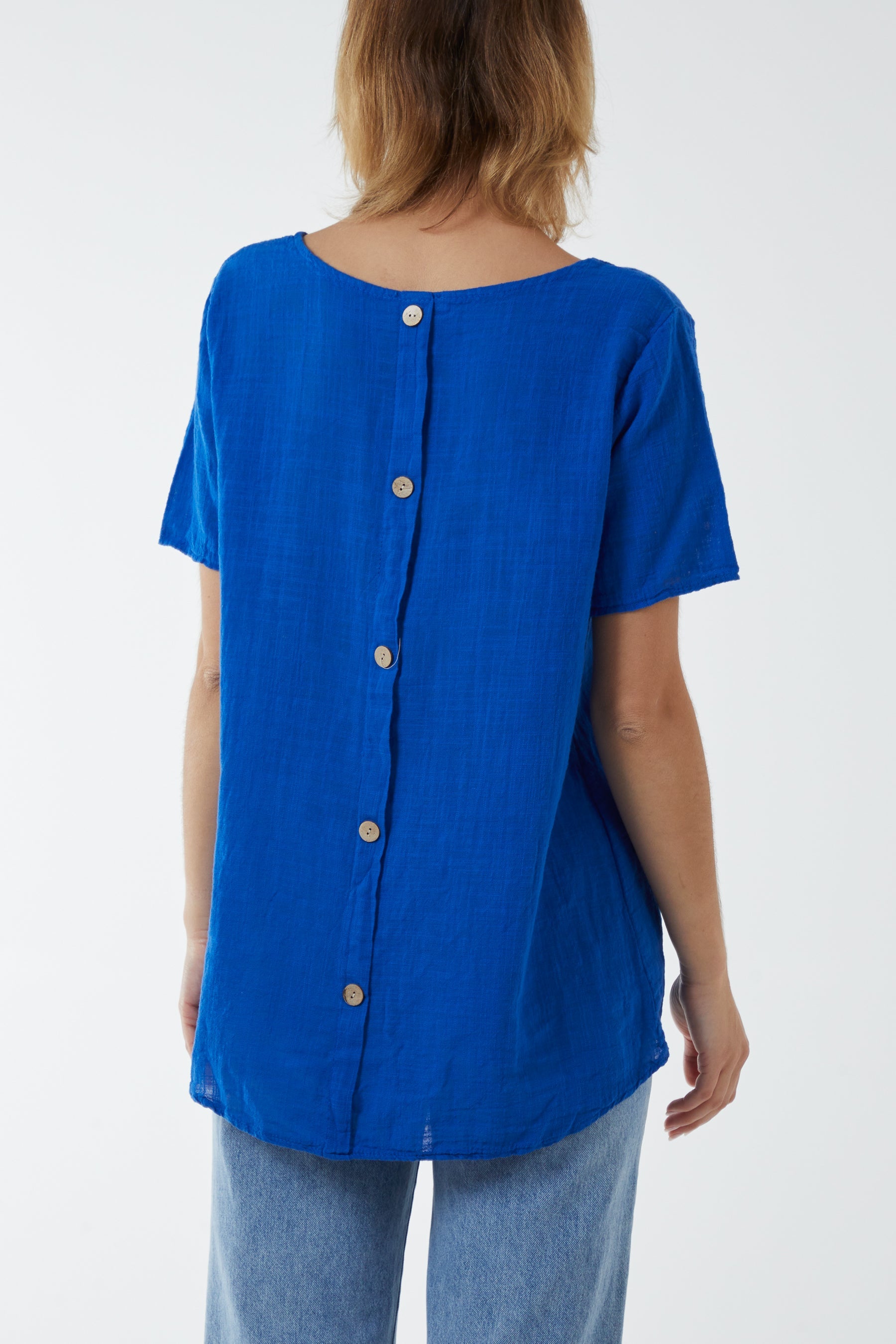 Round Neck Button Back Top Tops WearAll