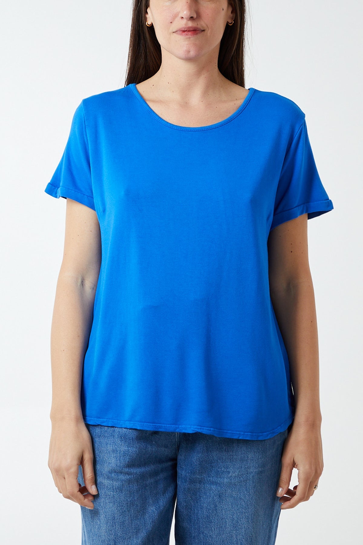 French Terry Super Soft Basic T-Shirt TOPMF2 WearAll Royal Blue One Size