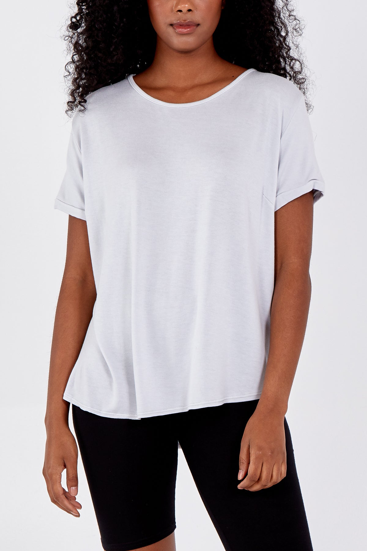 French Terry Super Soft Basic T-Shirt TOPMF2 WearAll Light Grey One Size