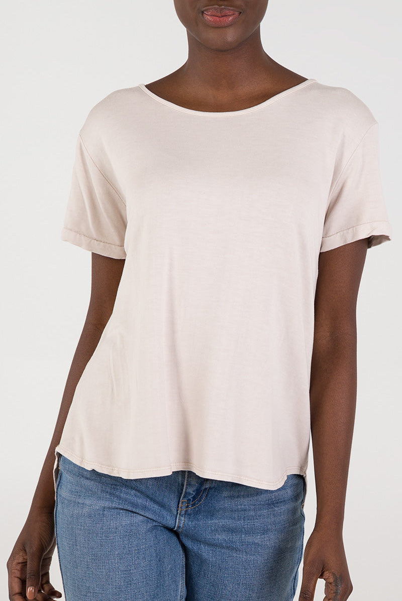 French Terry Super Soft Basic T-Shirt TOPMF2 WearAll Beige One Size