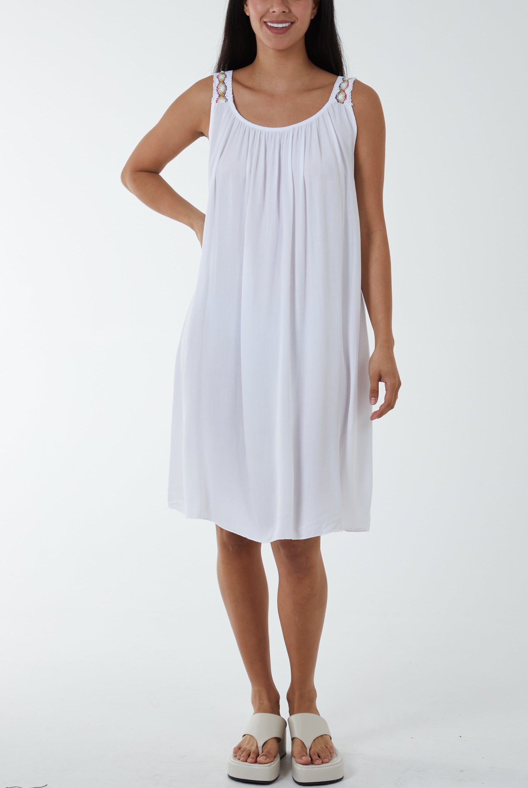 Crochet Strap Mini Dress Dresses WearAll White One Size