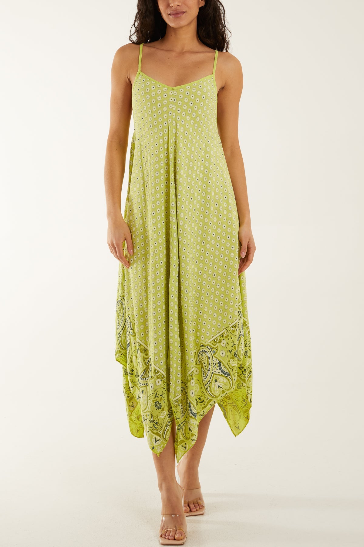 Cami Hanky Hem Midi Dress Dresses WearAll Lime One Size