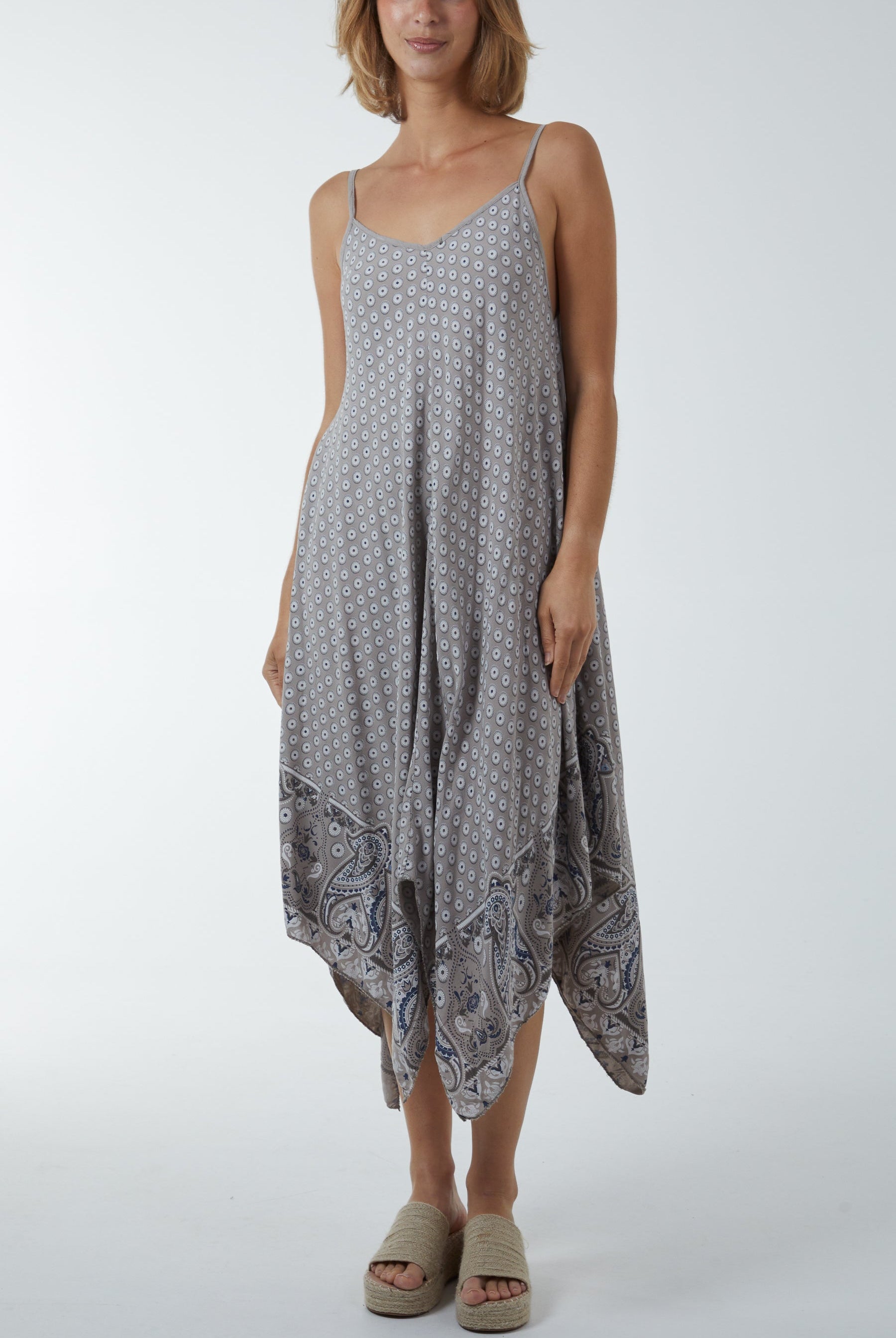 Cami Hanky Hem Midi Dress Dresses WearAll Stone One Size