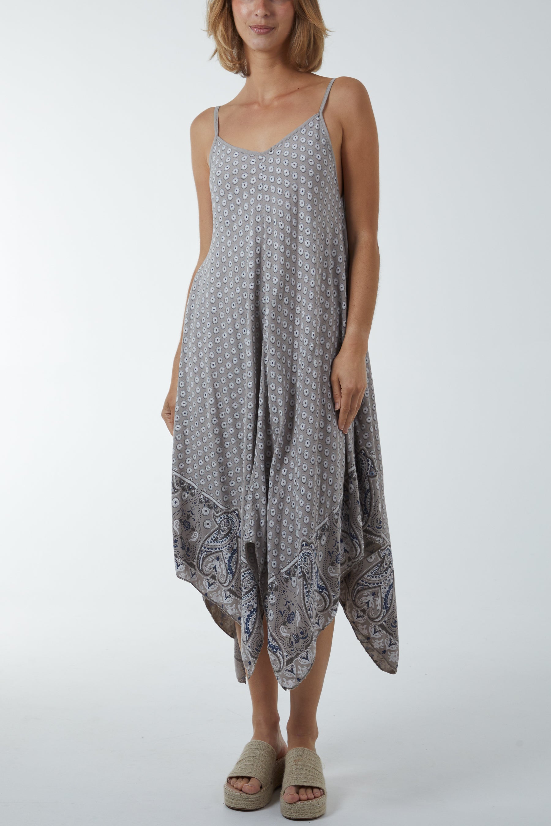 Cami Hanky Hem Midi Dress Dresses WearAll Stone One Size