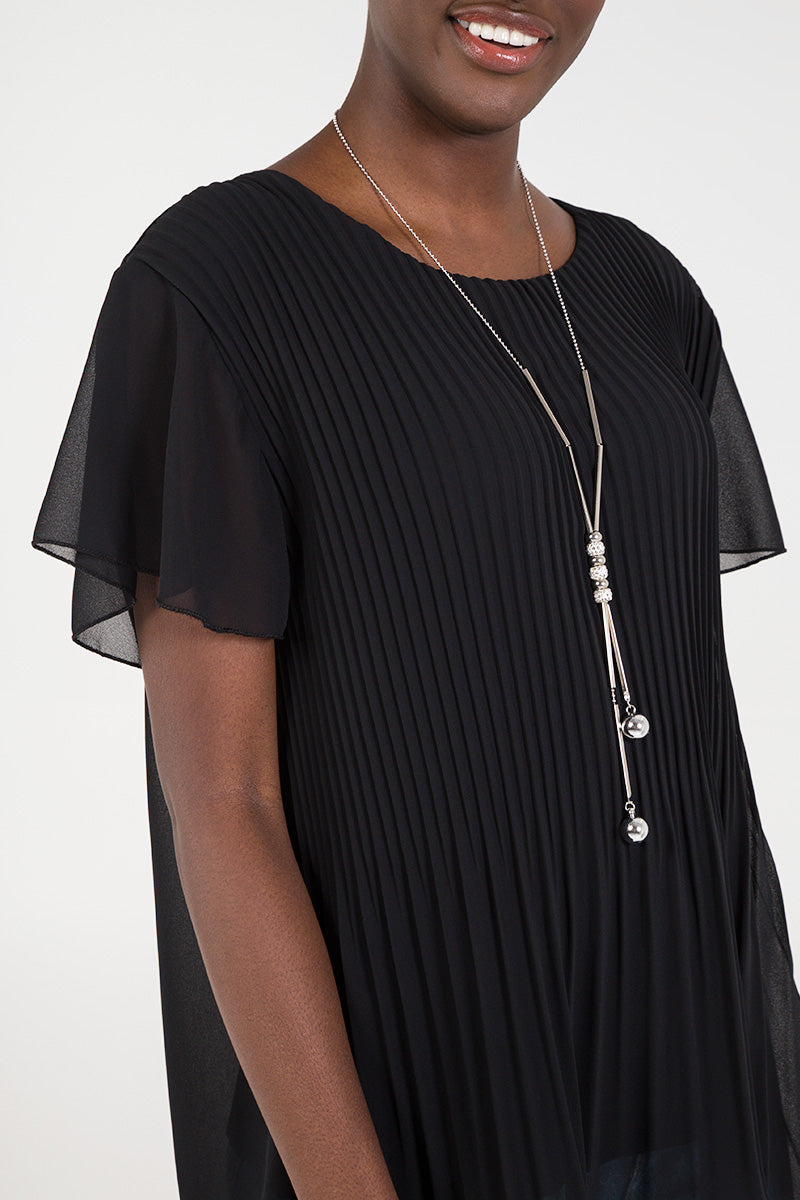Necklace Pleated Top TOPMF2 WearAll Black One Size