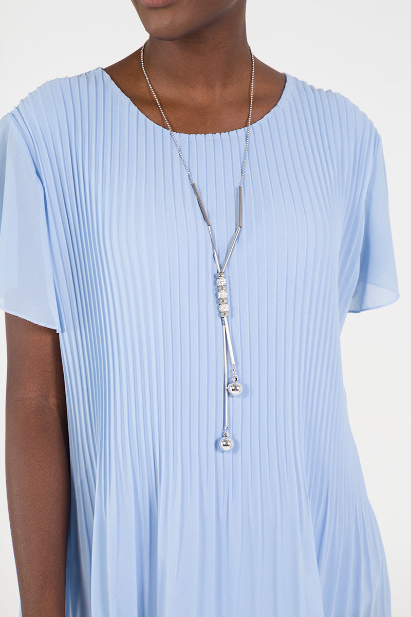 Necklace Pleated Top TOPMF2 WearAll Light Blue One Size