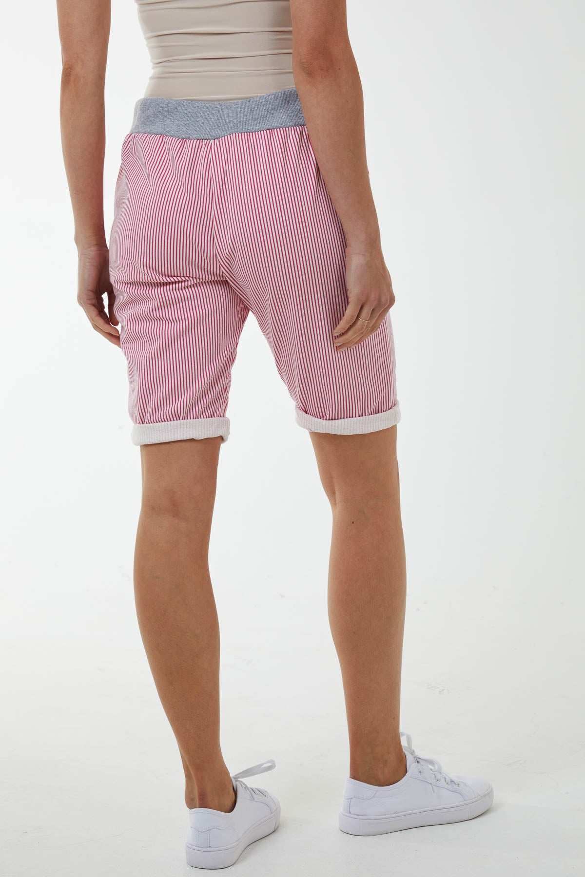 Stripe Shorts with Contrasted Waist Shorts WearAll