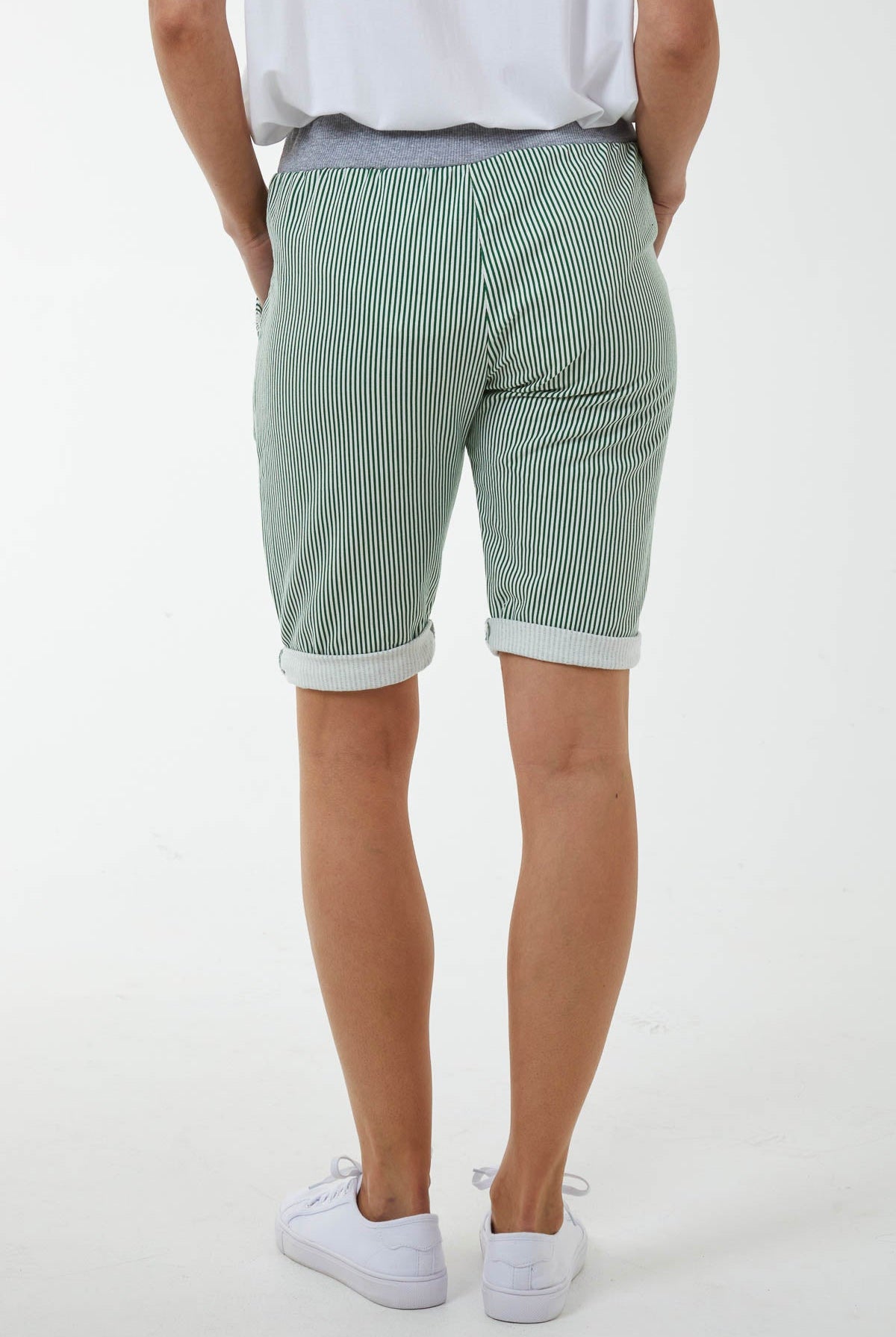 Stripe Shorts with Contrasted Waist Shorts WearAll