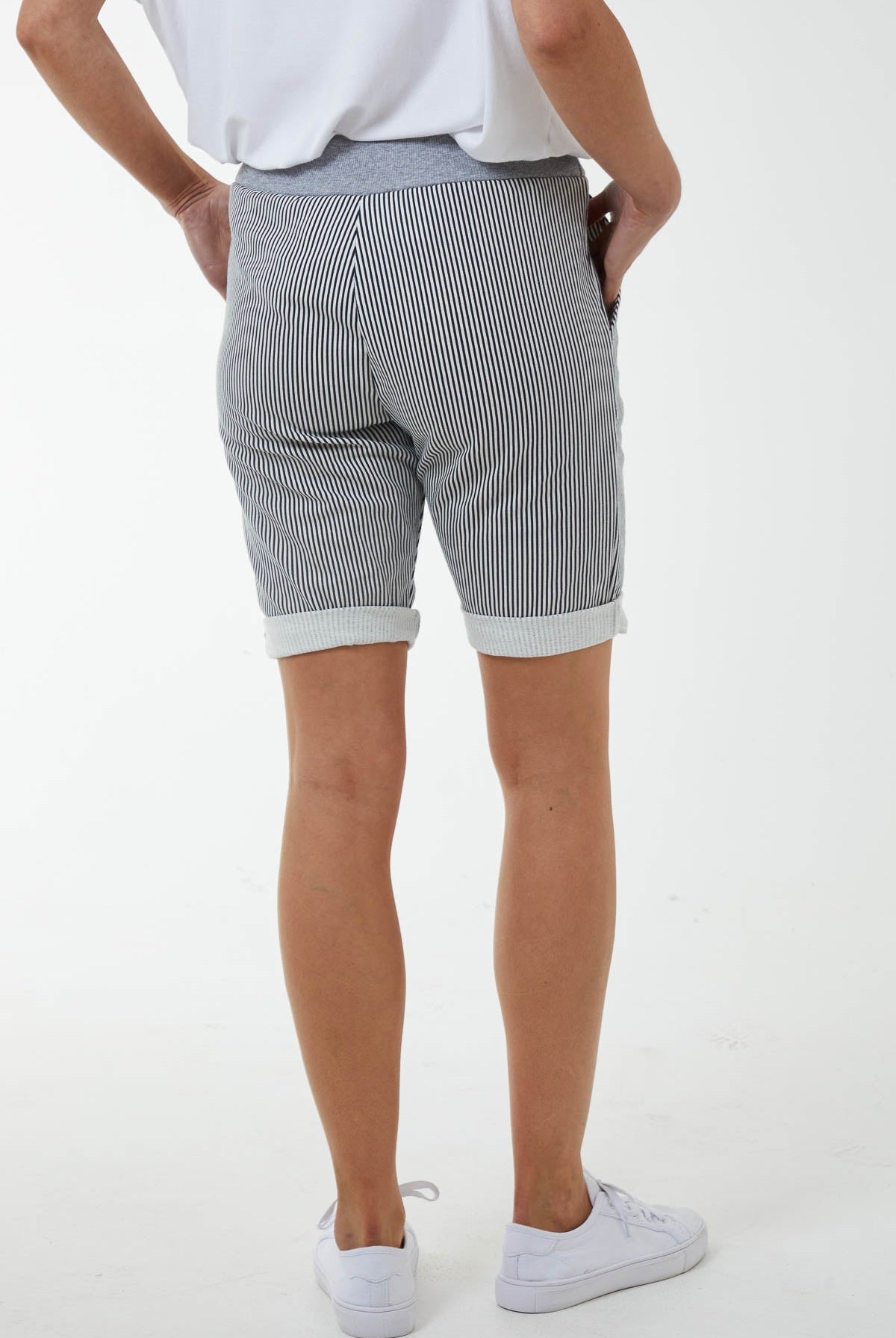 Stripe Shorts with Contrasted Waist Shorts WearAll