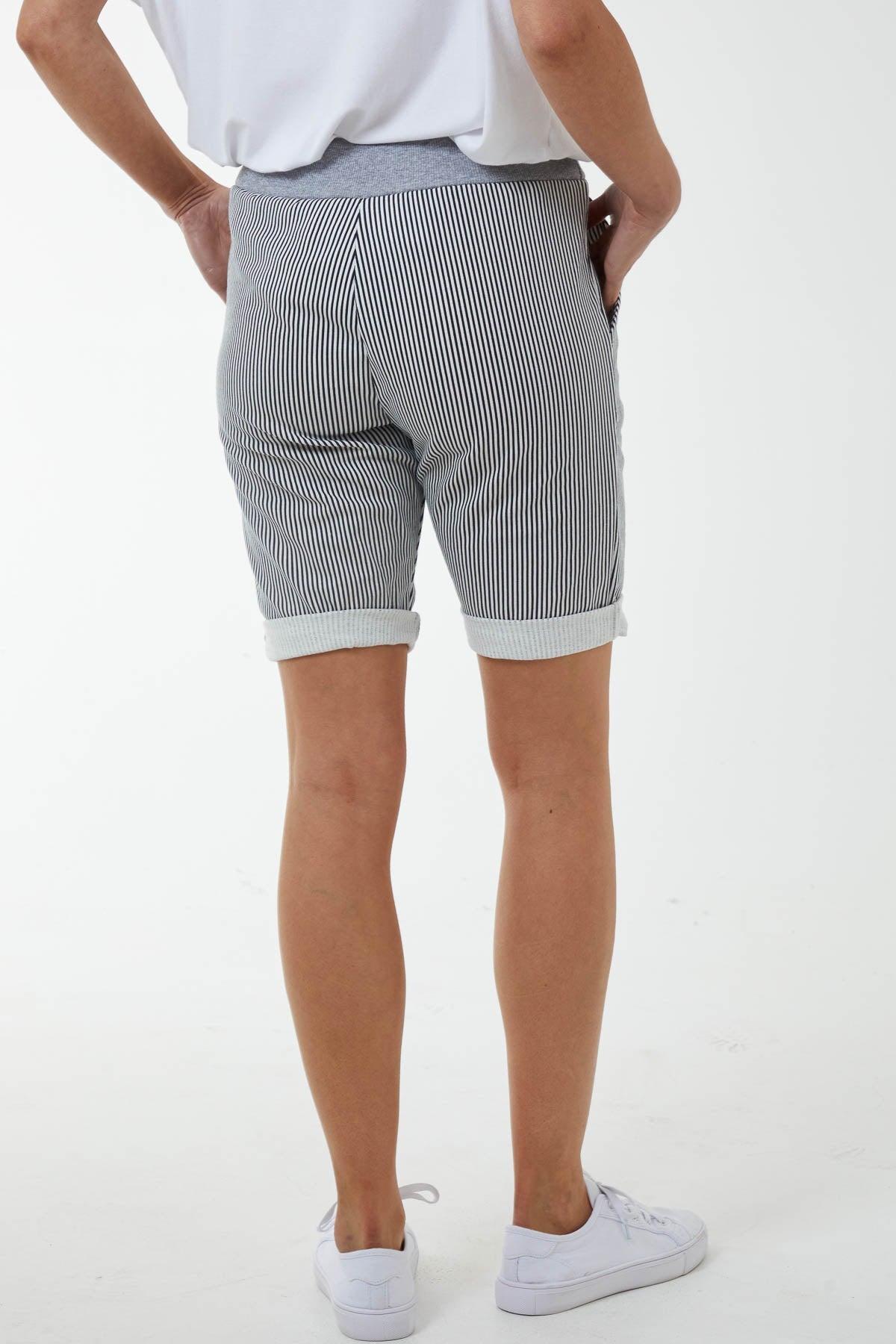 Stripe Shorts with Contrasted Waist Shorts WearAll