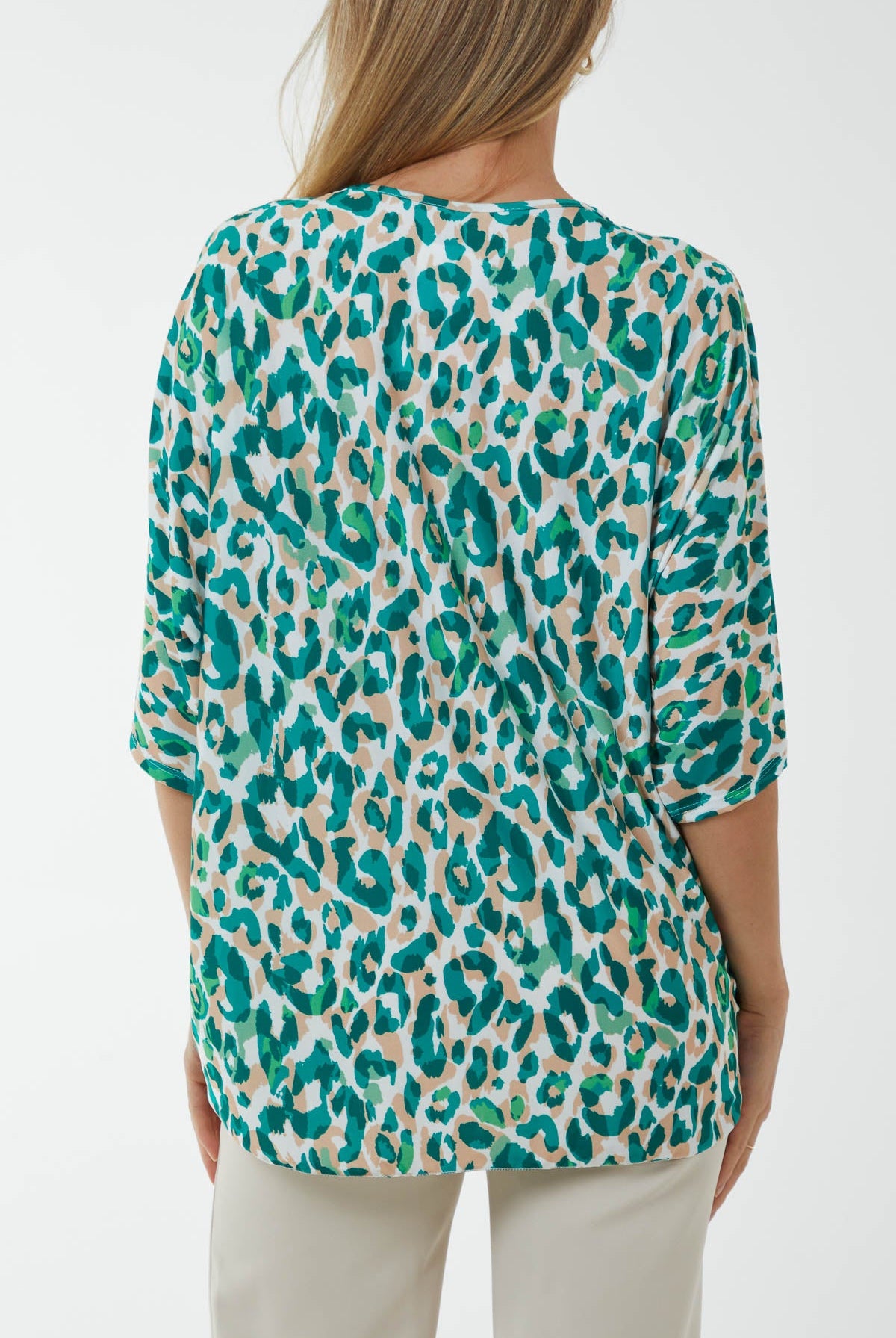 V-Neck Tied Front Leopard Print Top Tops WearAll