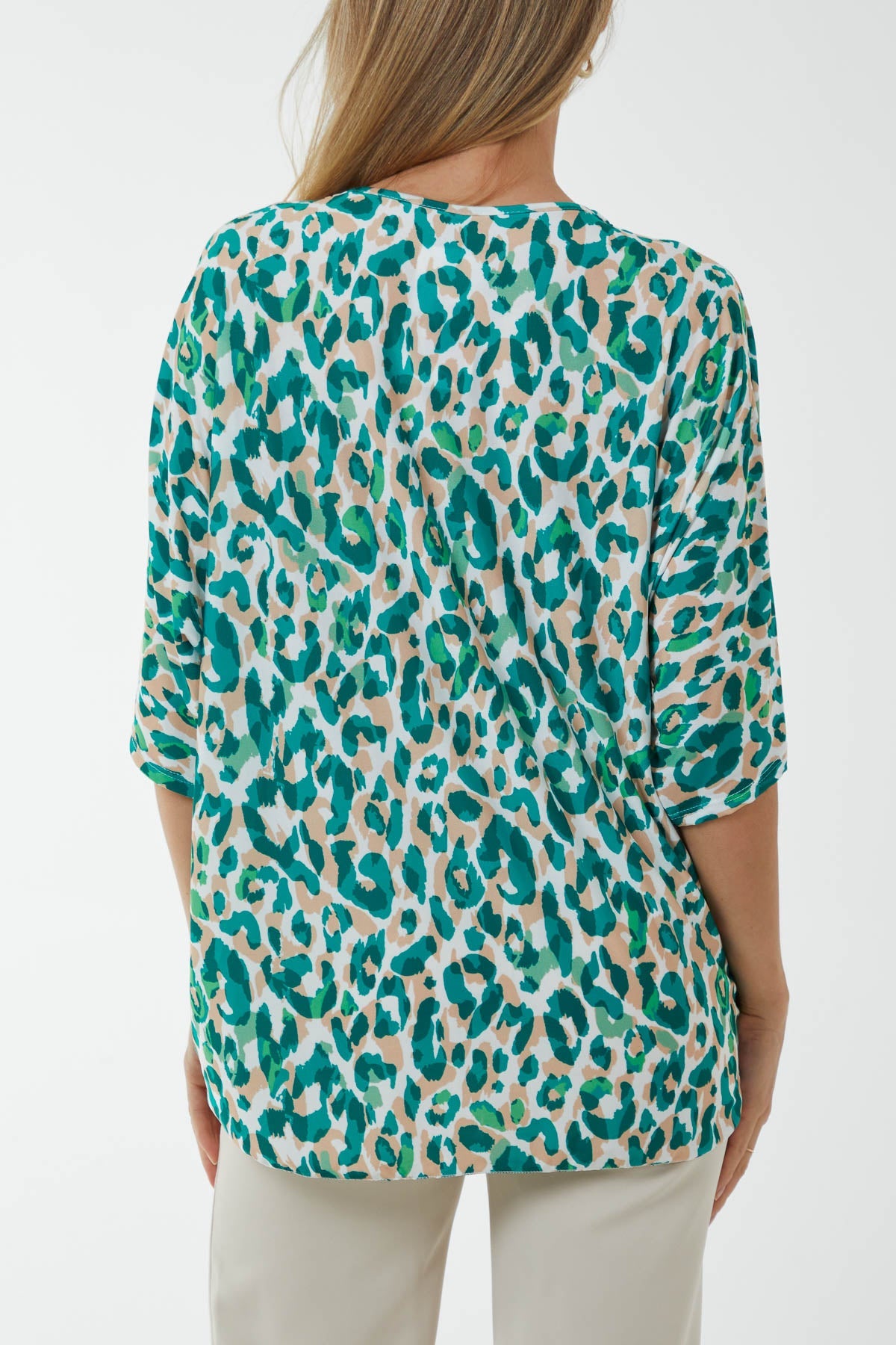 V-Neck Tied Front Leopard Print Top Tops WearAll