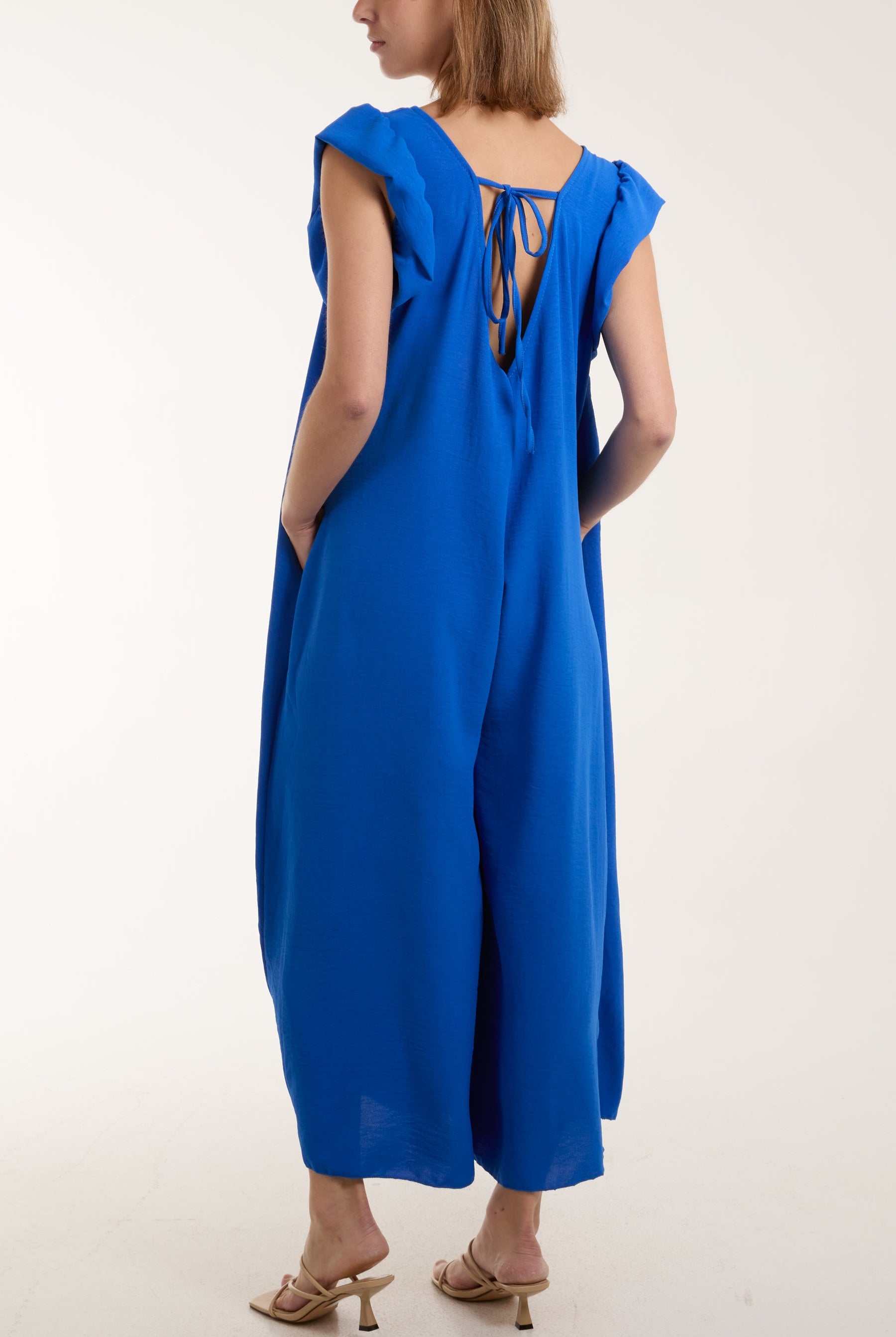 Ruffle Sleeve Wide Leg Jumpsuit Jumpsuits WearAll