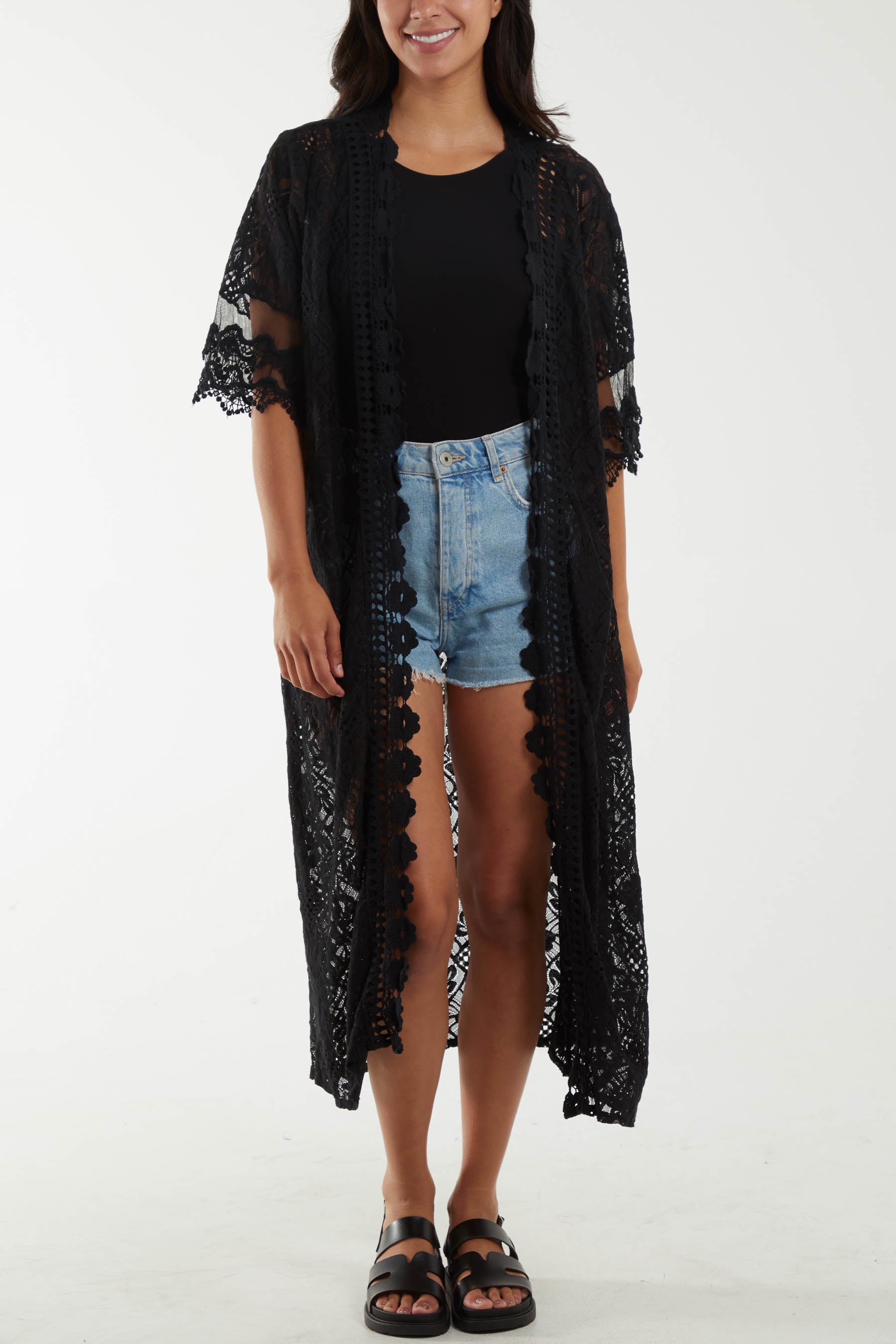 Laced Kimono Kimonos WearAll Black One Size