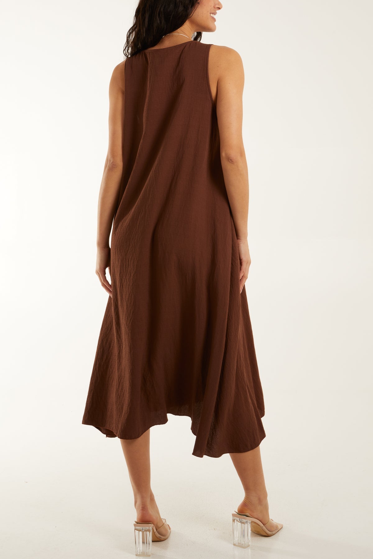 Round Neck Sleeveless Dress with Necklace Dresses WearAll