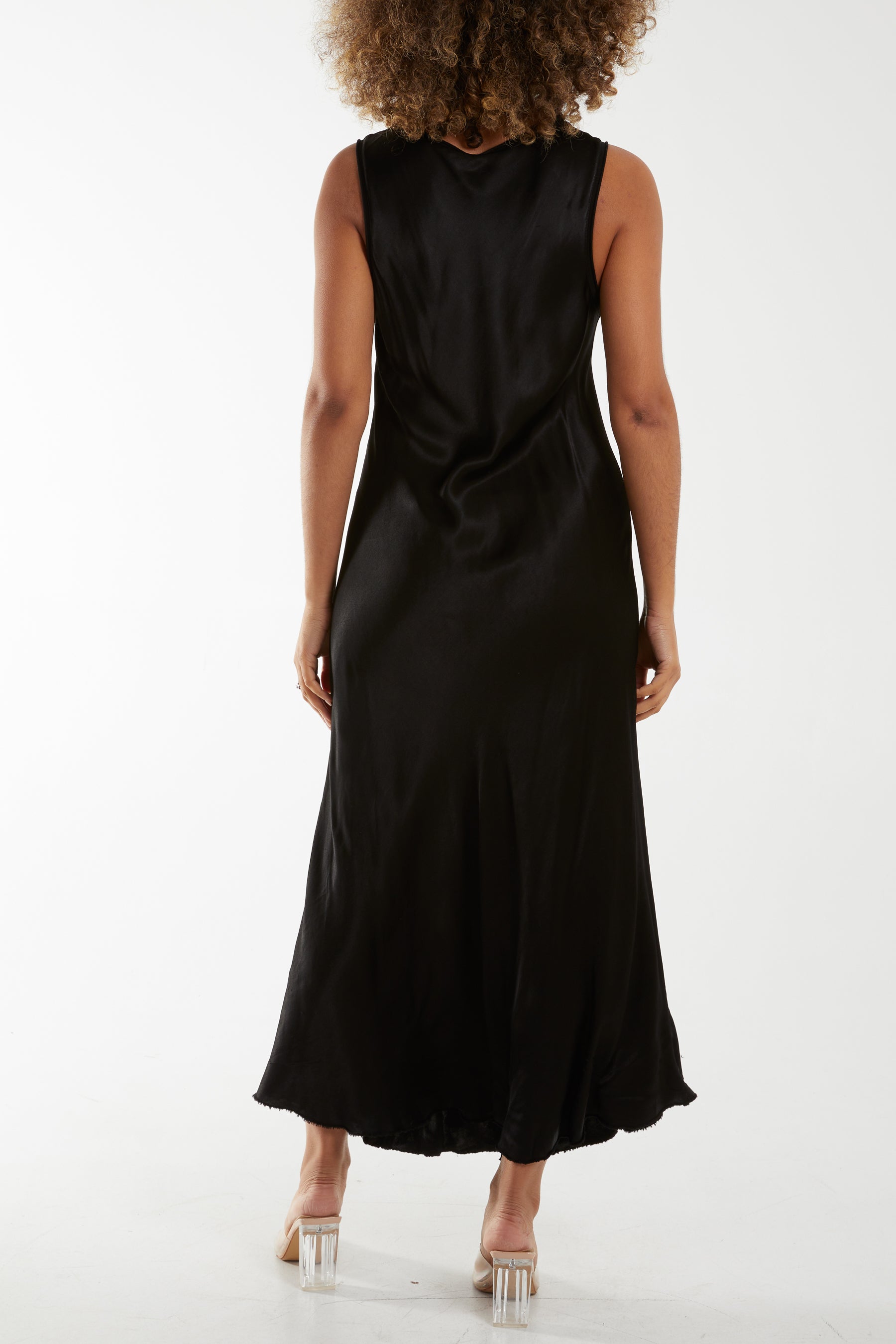 Satin Bias Cut V Neck Maxi Dress Dresses WearAll