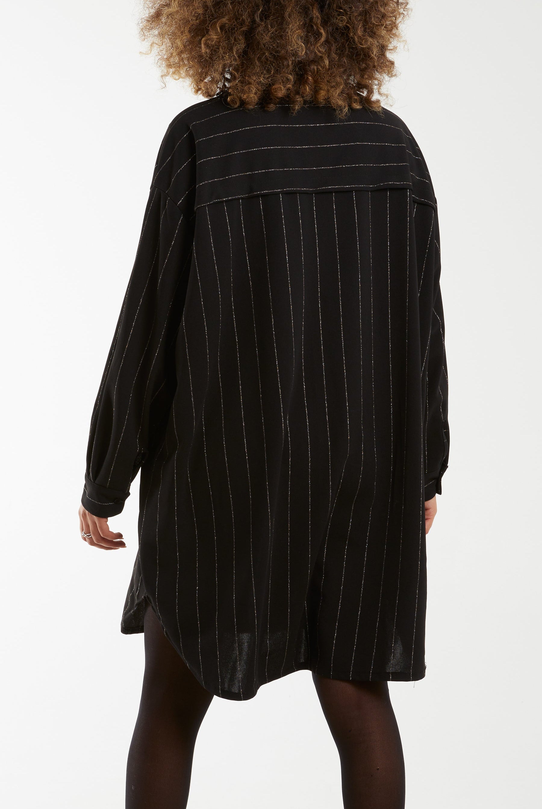 Glitter Stripes Oversized Shirt Shirts WearAll