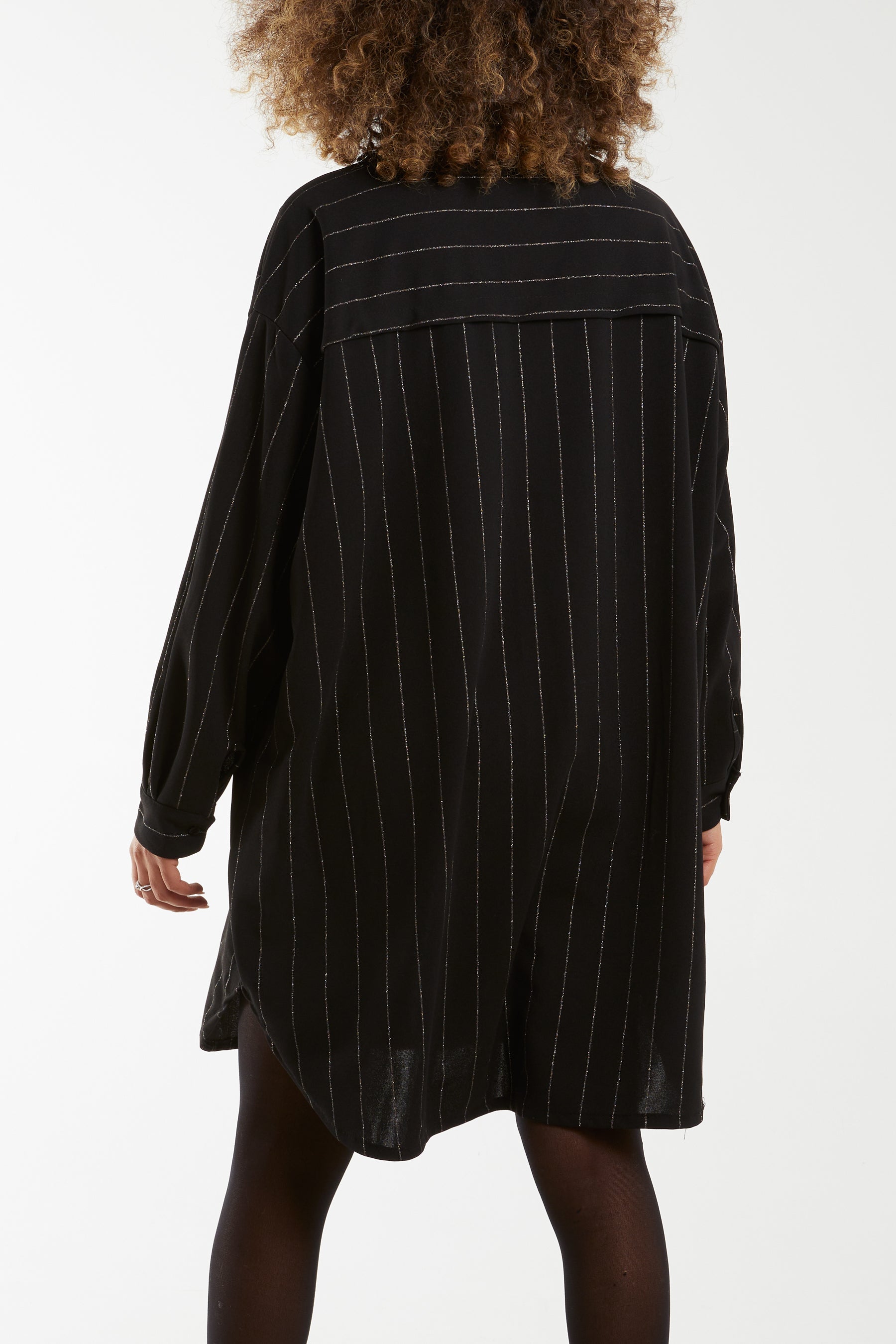 Glitter Stripes Oversized Shirt Shirts WearAll