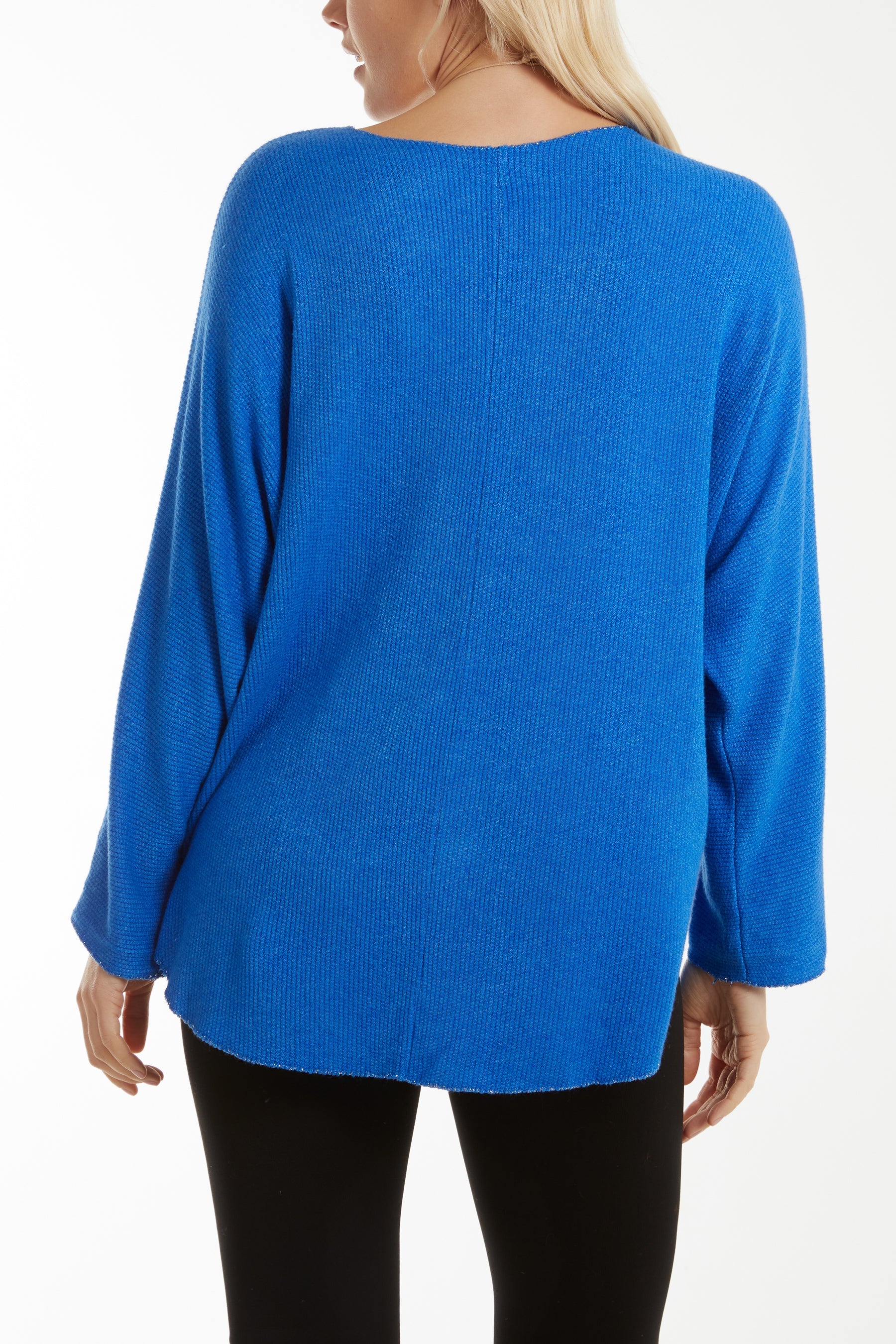 Waffle Fine Knit Batwing Necklace Jumper Jumpers WearAll