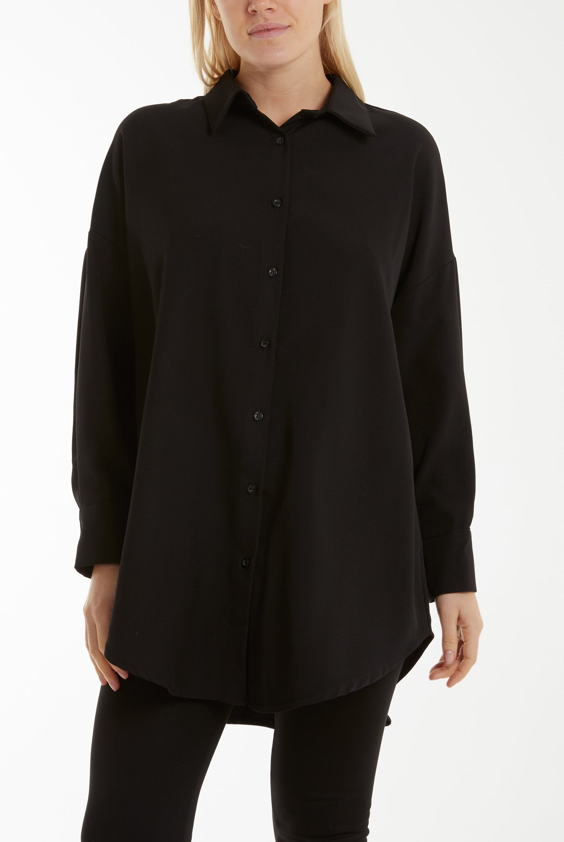 Long Line Classic Shirt Shirts WearAll Black One Size