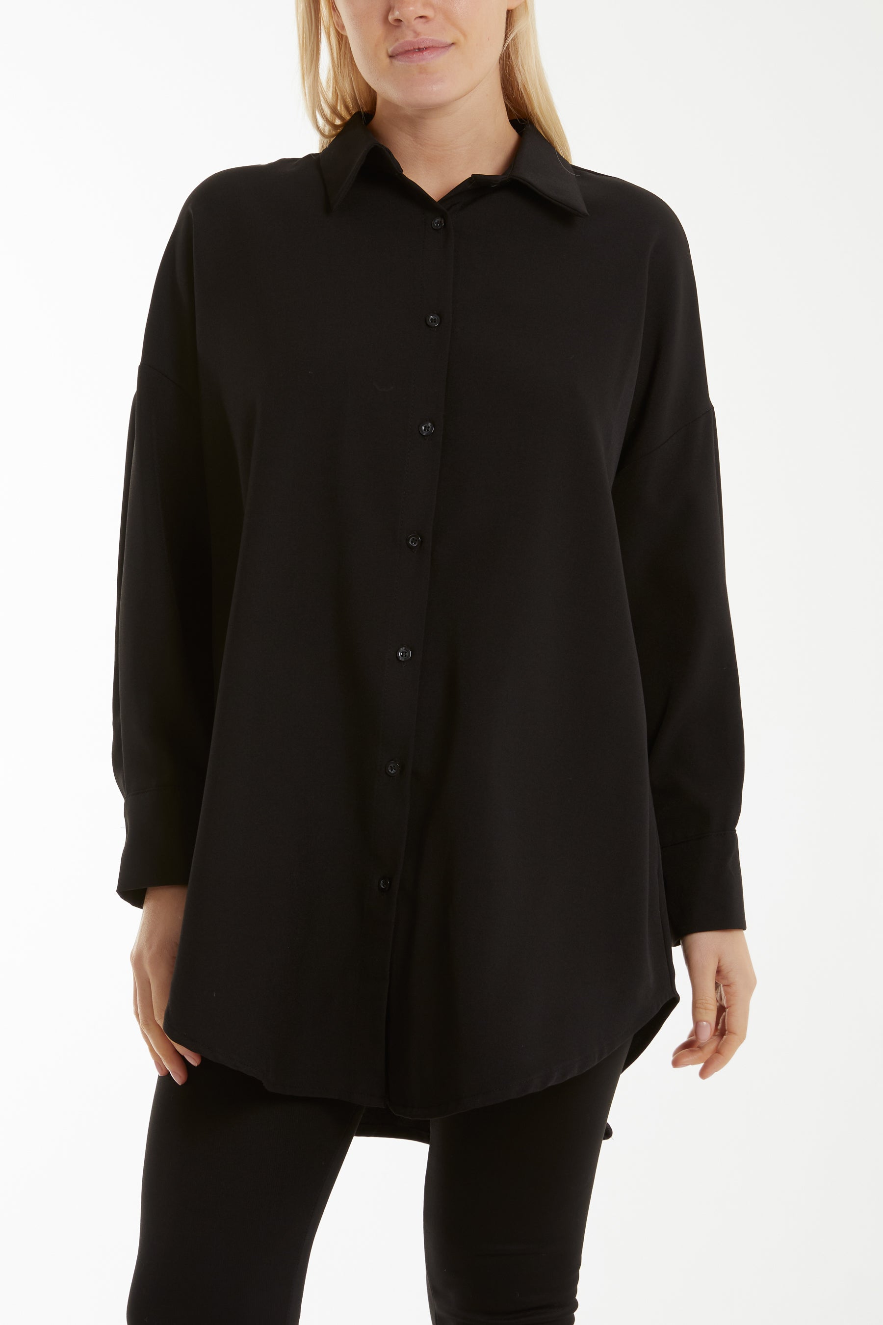 Long Line Classic Shirt Shirts WearAll Black One Size