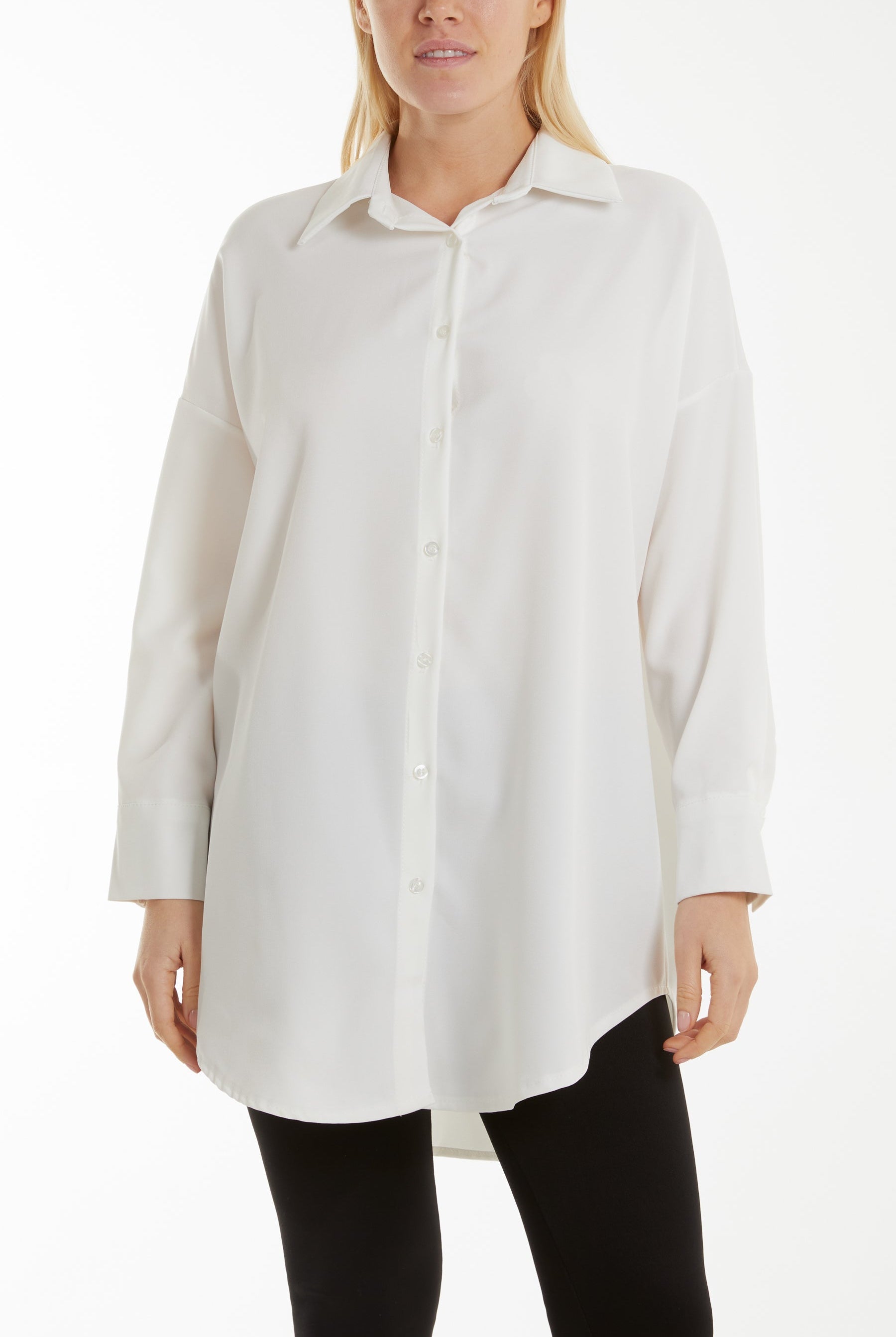 Long Line Classic Shirt Shirts WearAll White One Size