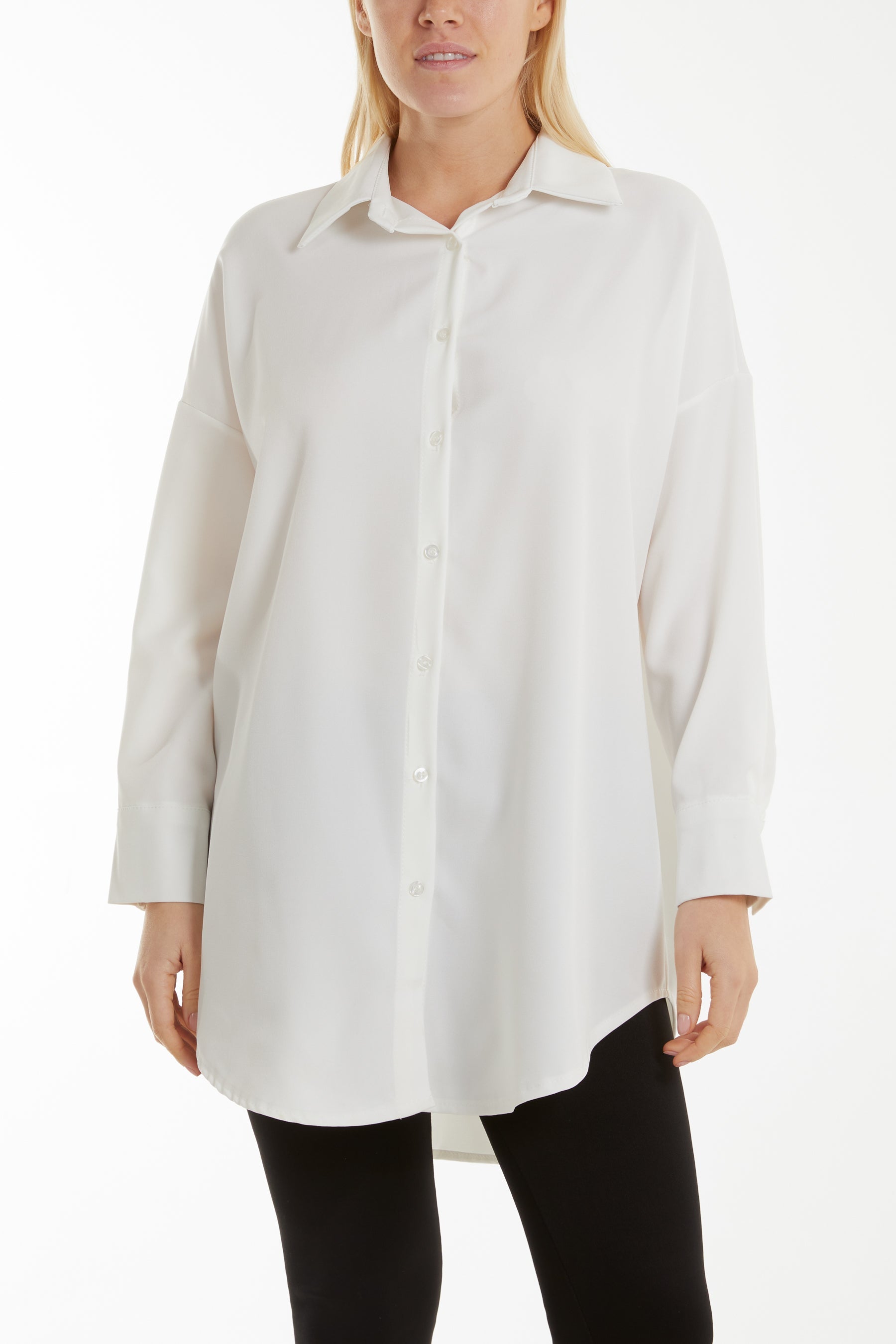 Long Line Classic Shirt Shirts WearAll White One Size