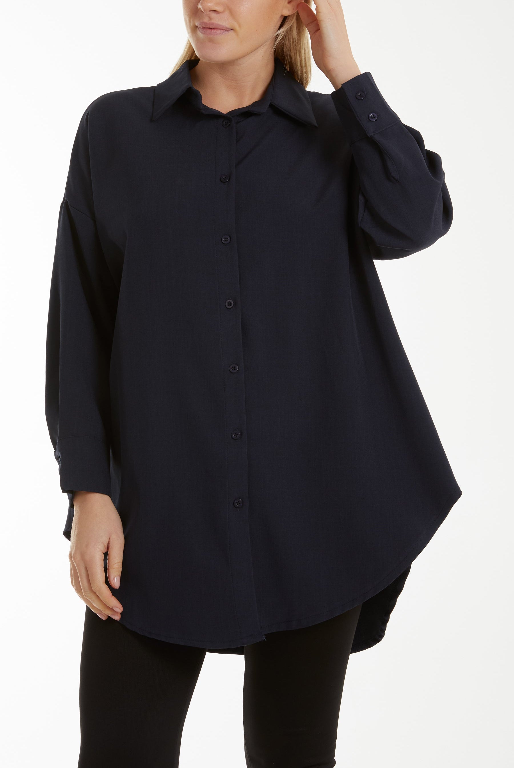 Long Line Classic Shirt Shirts WearAll Navy One Size
