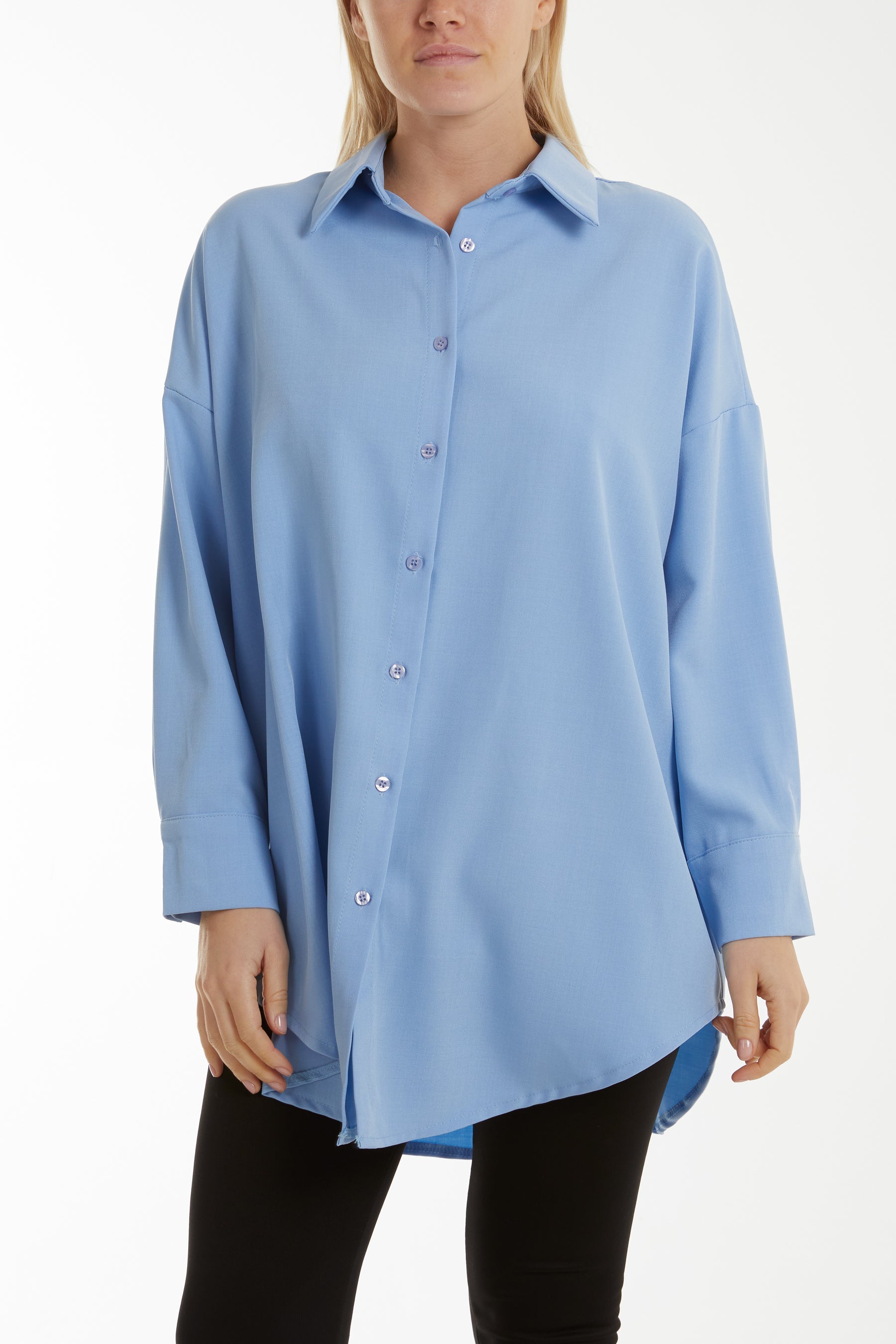 Long Line Classic Shirt Shirts WearAll Light Blue One Size