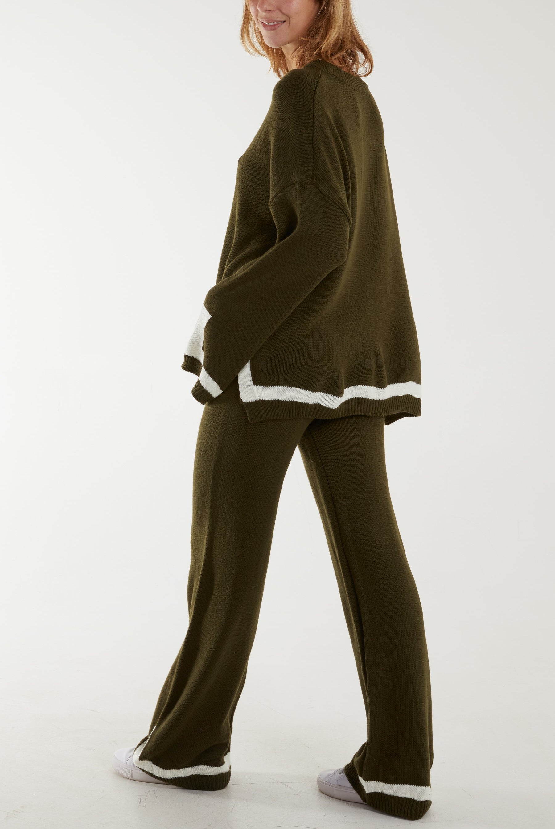 Contrast Detail Knitted Co-Ord Set Co-Ords WearAll