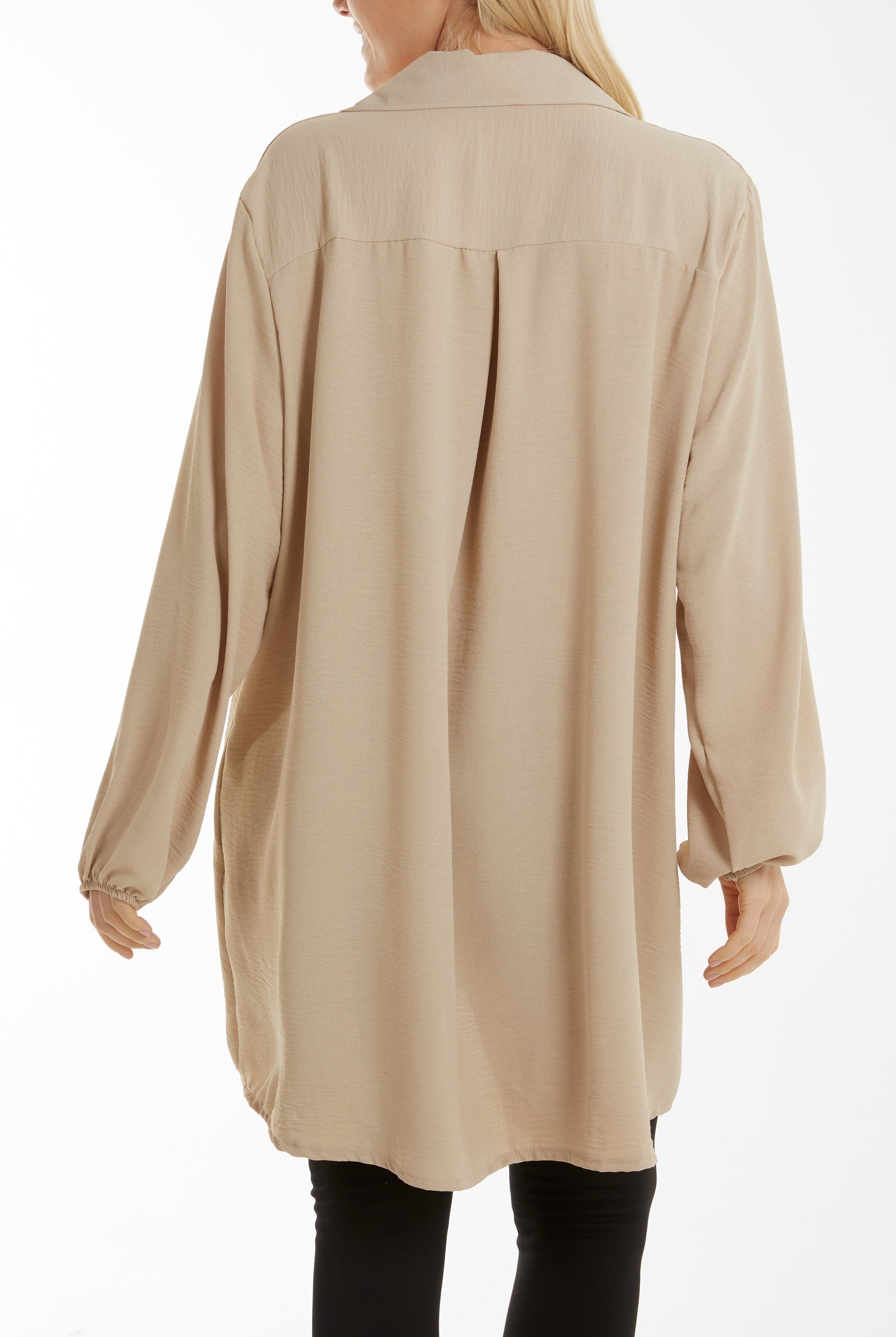 Front Flaps Long Sleeve Oversized Shirt Shirts WearAll