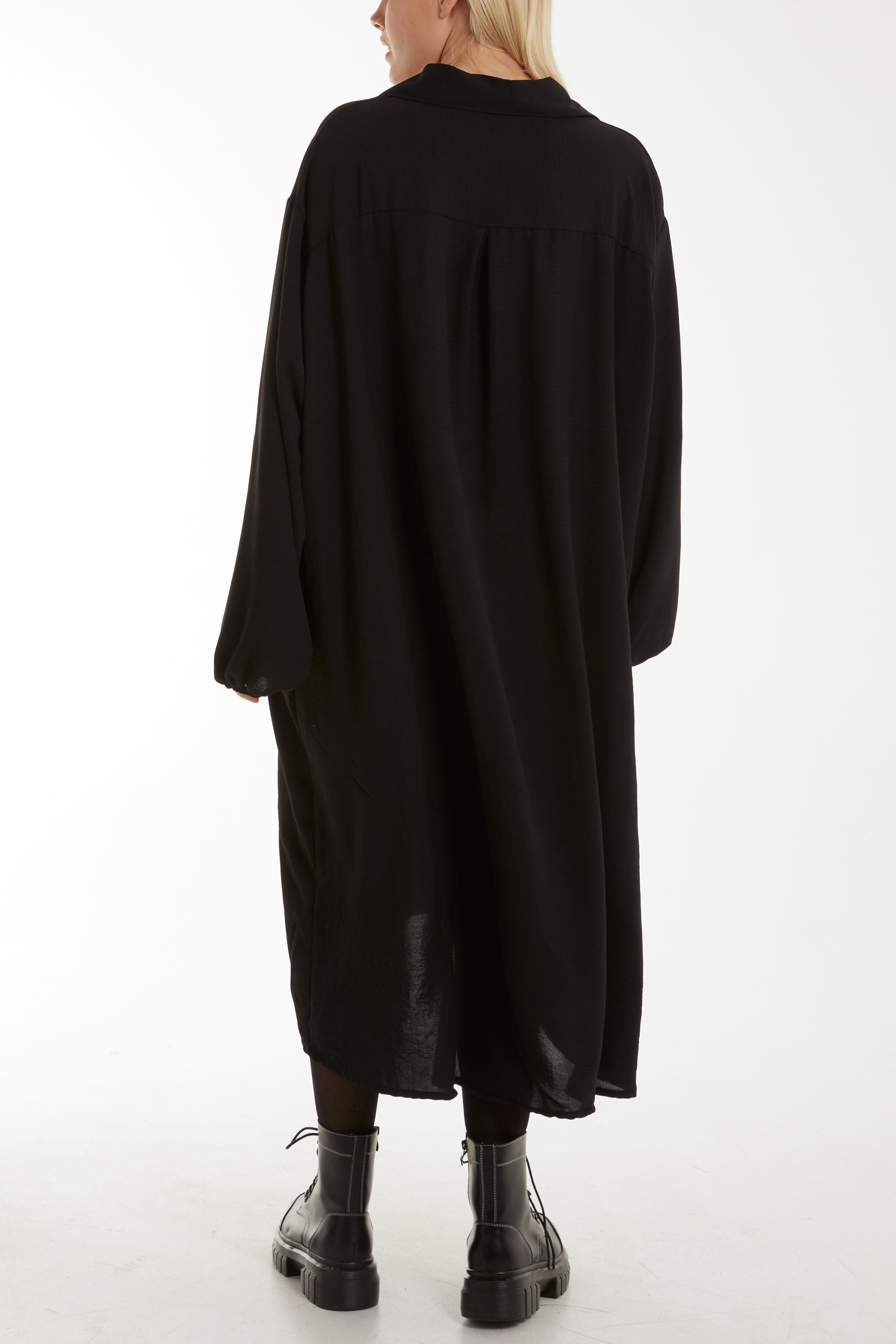 Front Flaps Long Sleeve Shirt Dress Dresses WearAll