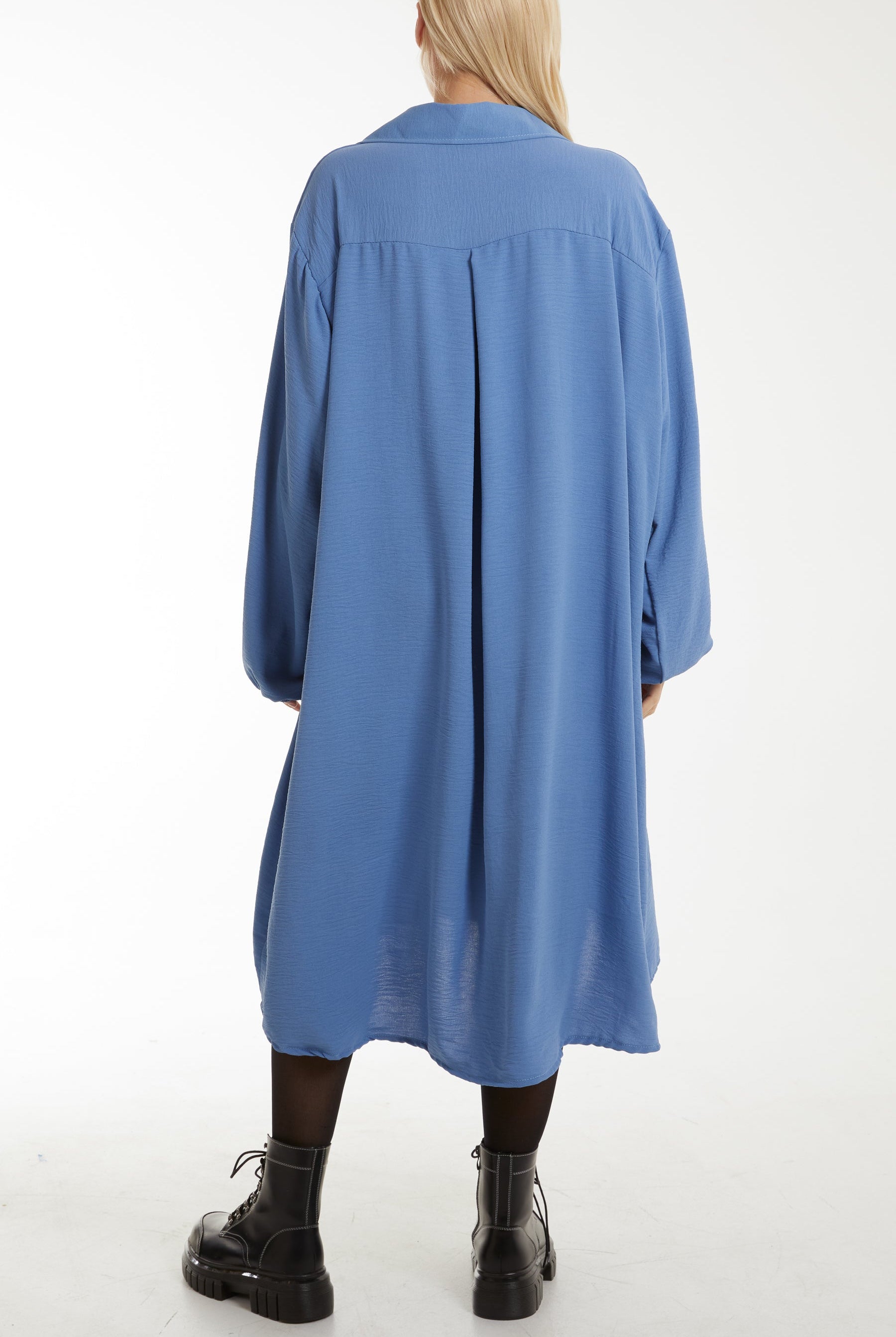 Front Flaps Long Sleeve Shirt Dress Dresses WearAll