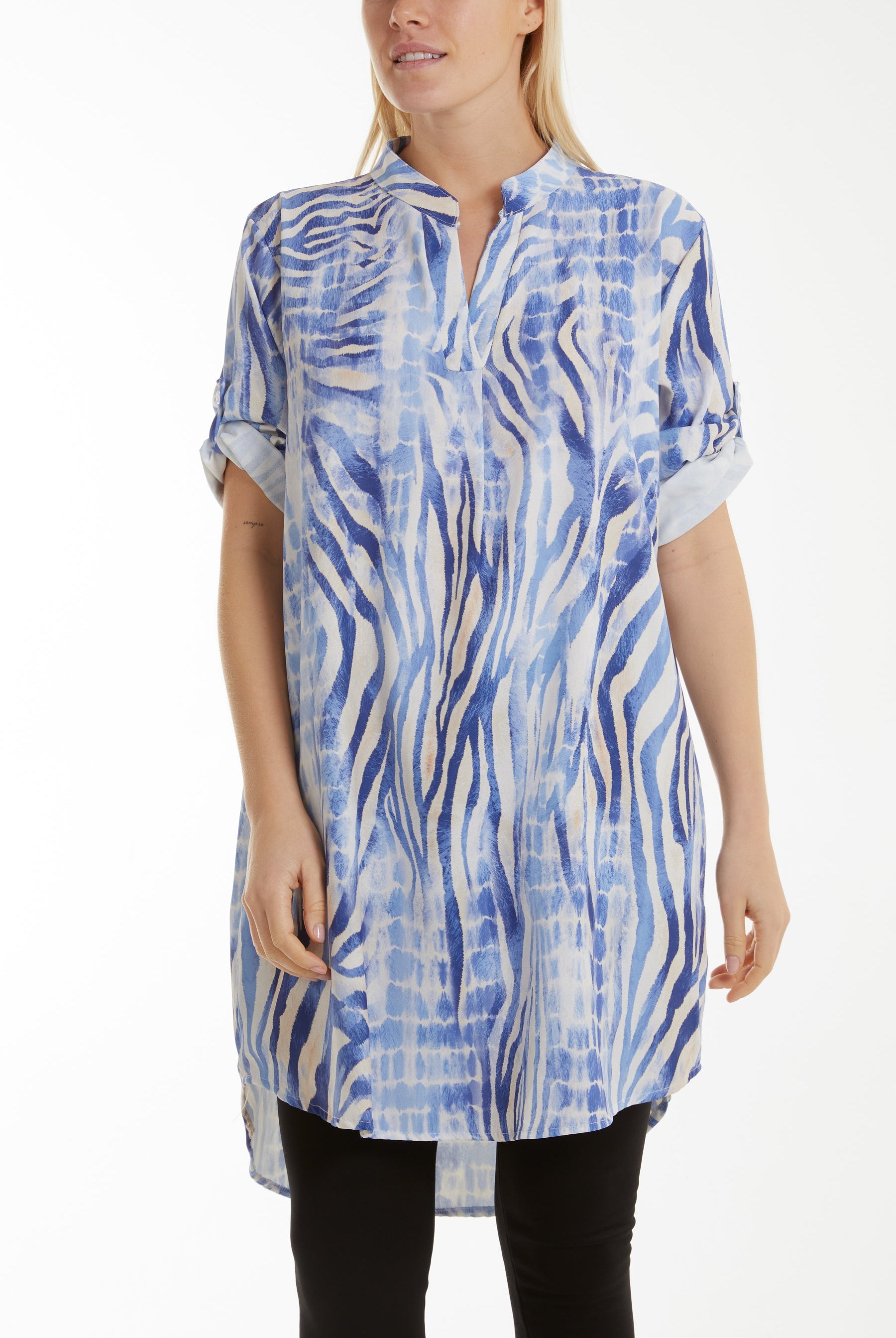 Mixed Animal Print Mini Dress/Shirt Dresses WearAll Denim One Size