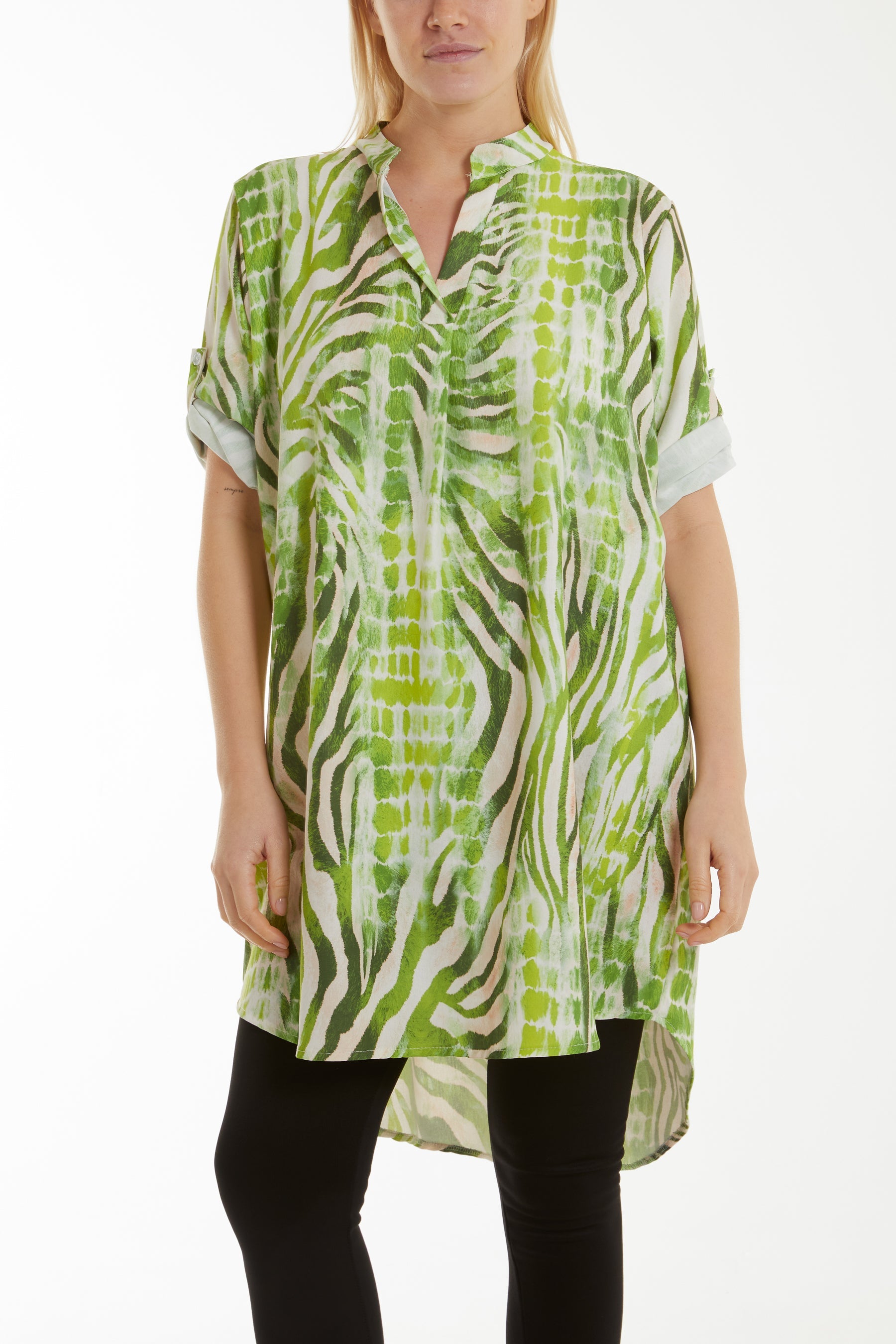 Mixed Animal Print Mini Dress/Shirt Dresses WearAll Apple Green One Size