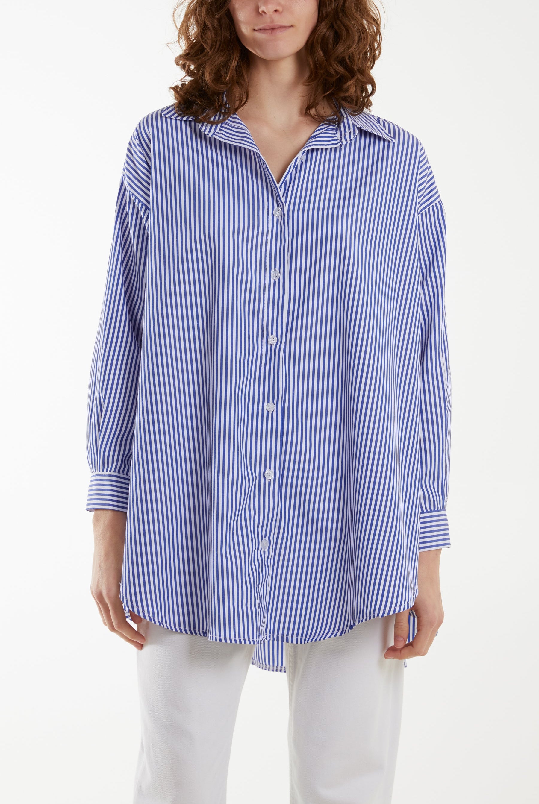Oversized Pinstripe Shirt Shirts WearAll Denim One Size