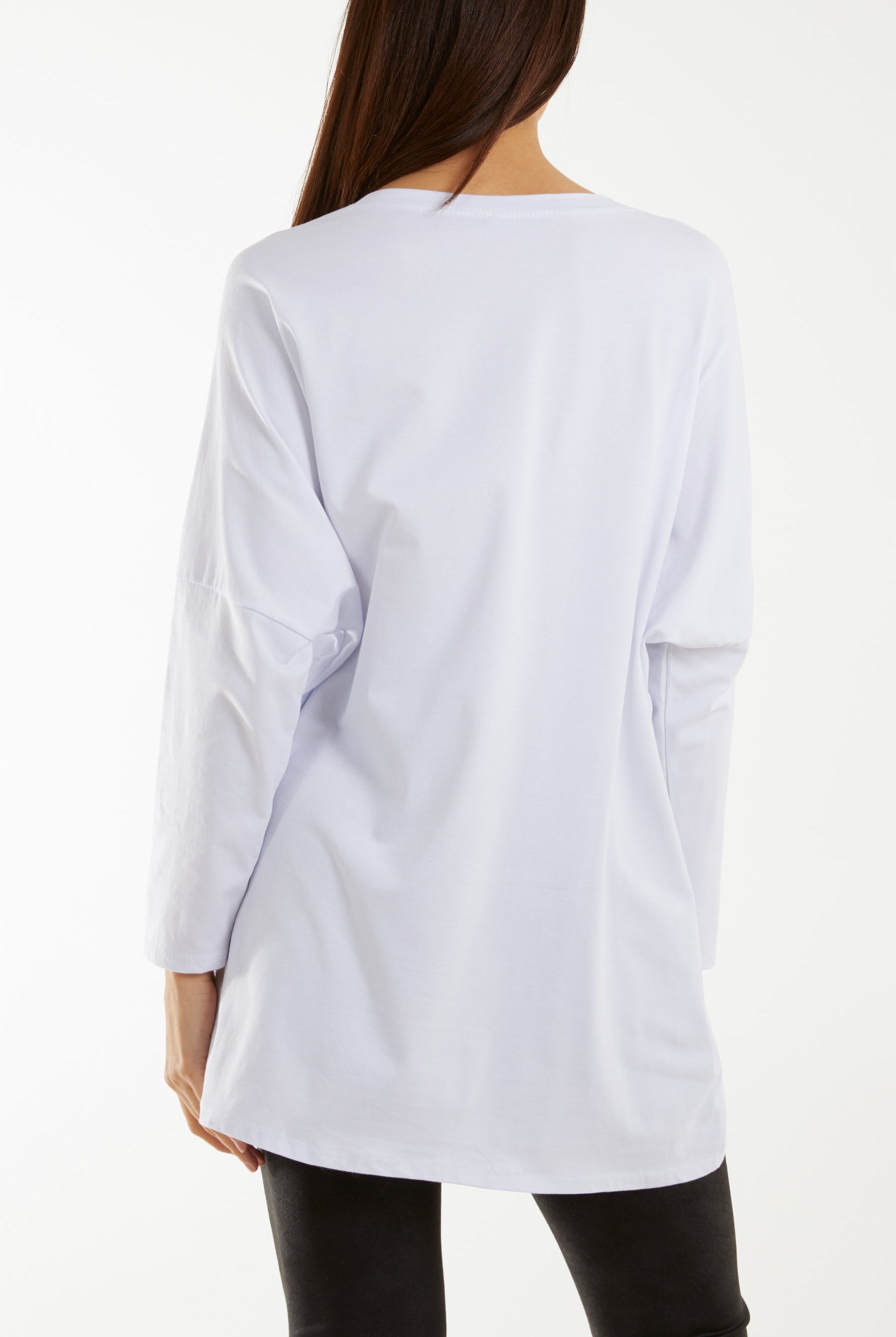 "Love" Rainbow Sequin Long Sleeve Top T-shirts WearAll