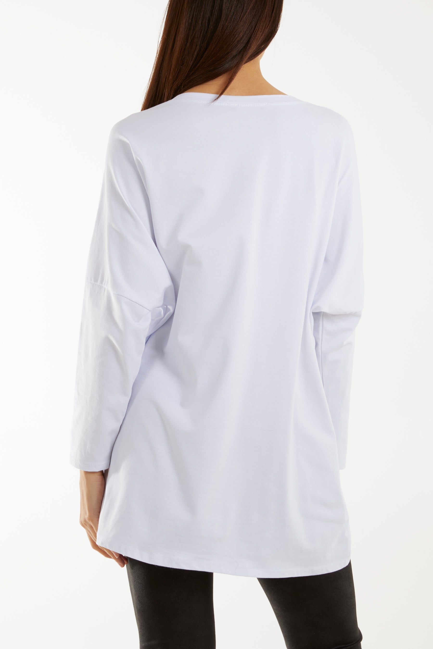 "Love" Rainbow Sequin Long Sleeve Top T-shirts WearAll